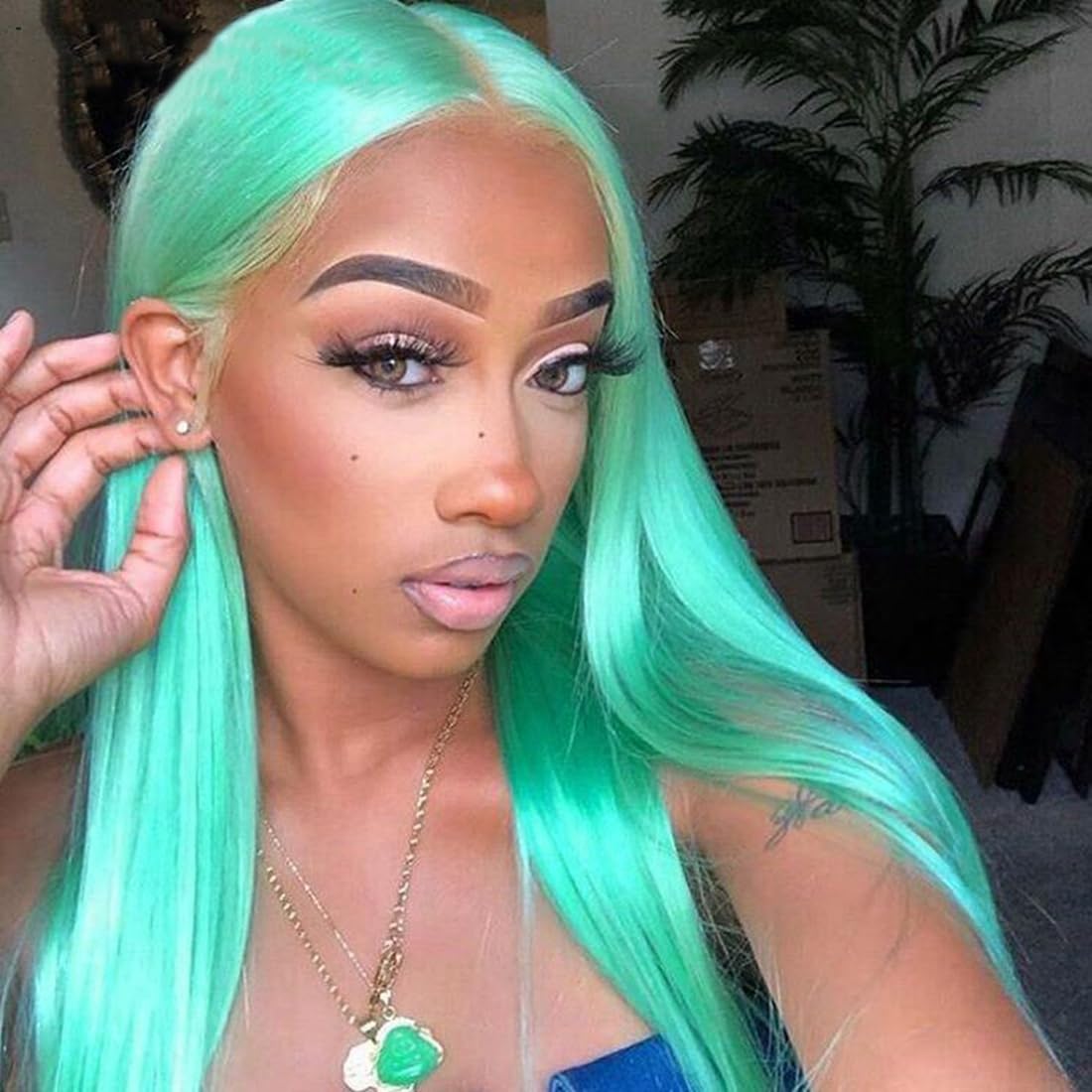 Real Full Lace Human Hair Wigs Straight Full Lace Wigs Preplucked Hairline Whole Lace Wig Free Part Natural Color Brazilian Human Hair Wigs for Black Women 150% Density 20inch