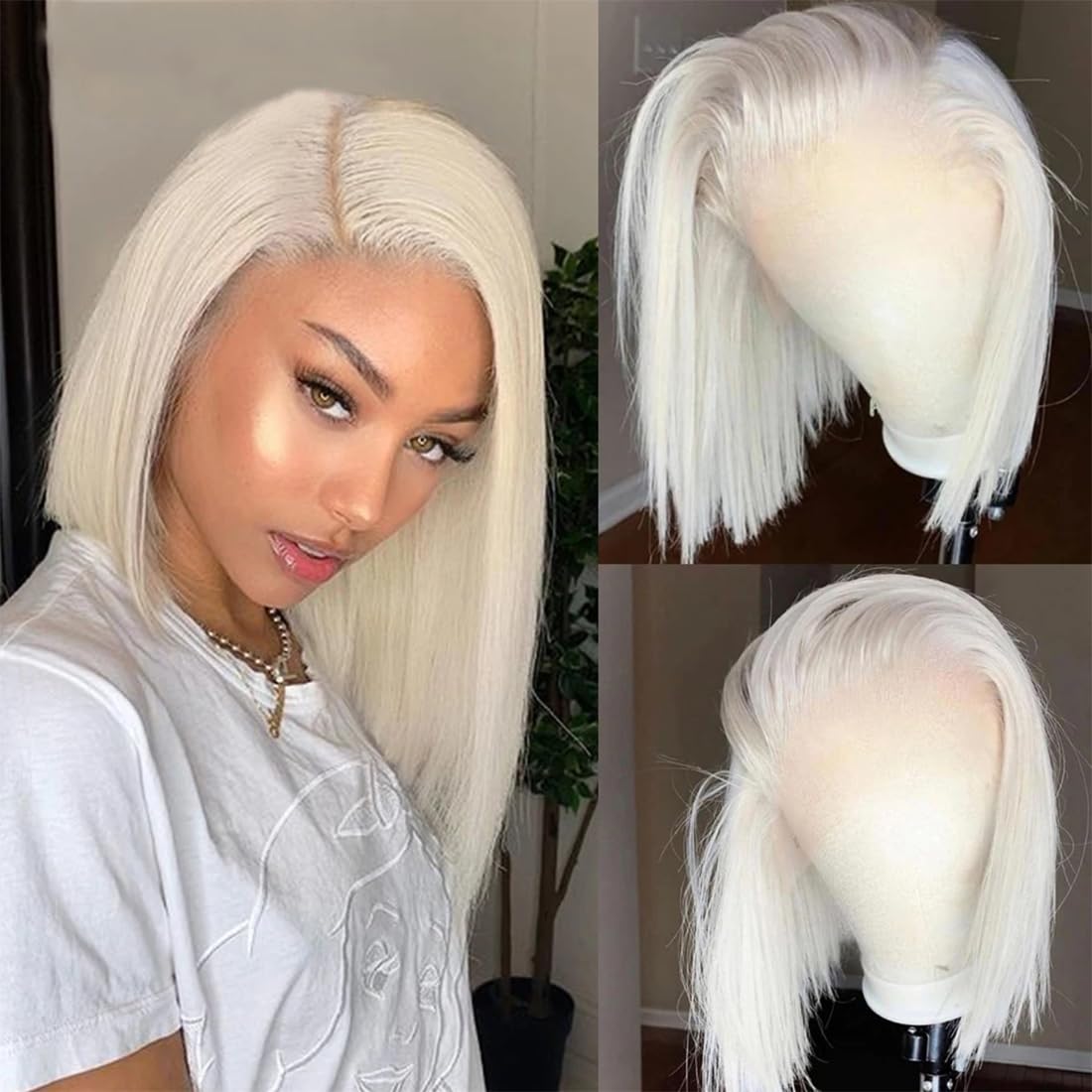 Real Full Lace Human Hair Wigs Straight Full Lace Wigs Preplucked Hairline Whole Lace Wig Free Part Natural Color Brazilian Human Hair Wigs for Black Women 150% Density 20inch