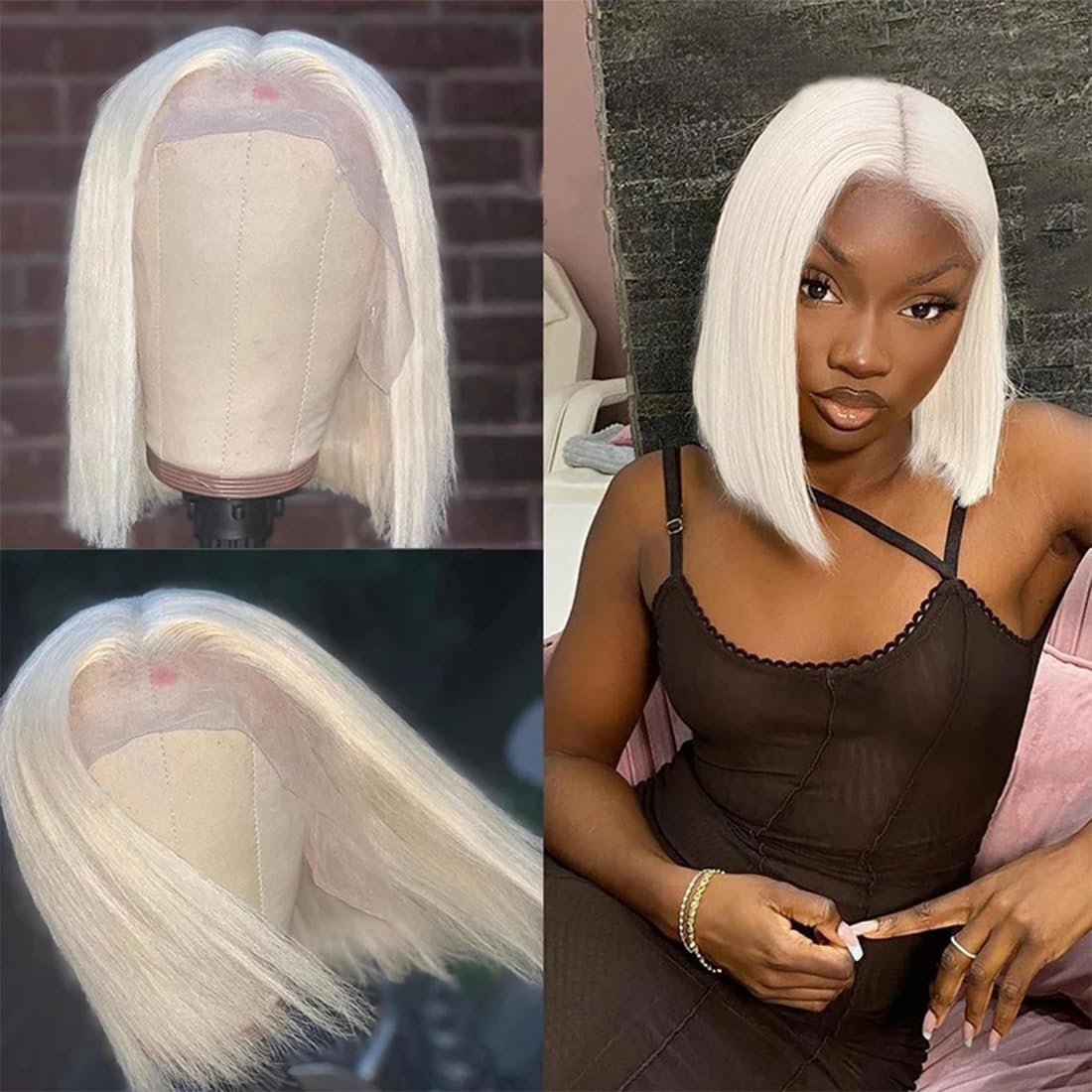Real Full Lace Human Hair Wigs Straight Full Lace Wigs Preplucked Hairline Whole Lace Wig Free Part Natural Color Brazilian Human Hair Wigs for Black Women 150% Density 20inch