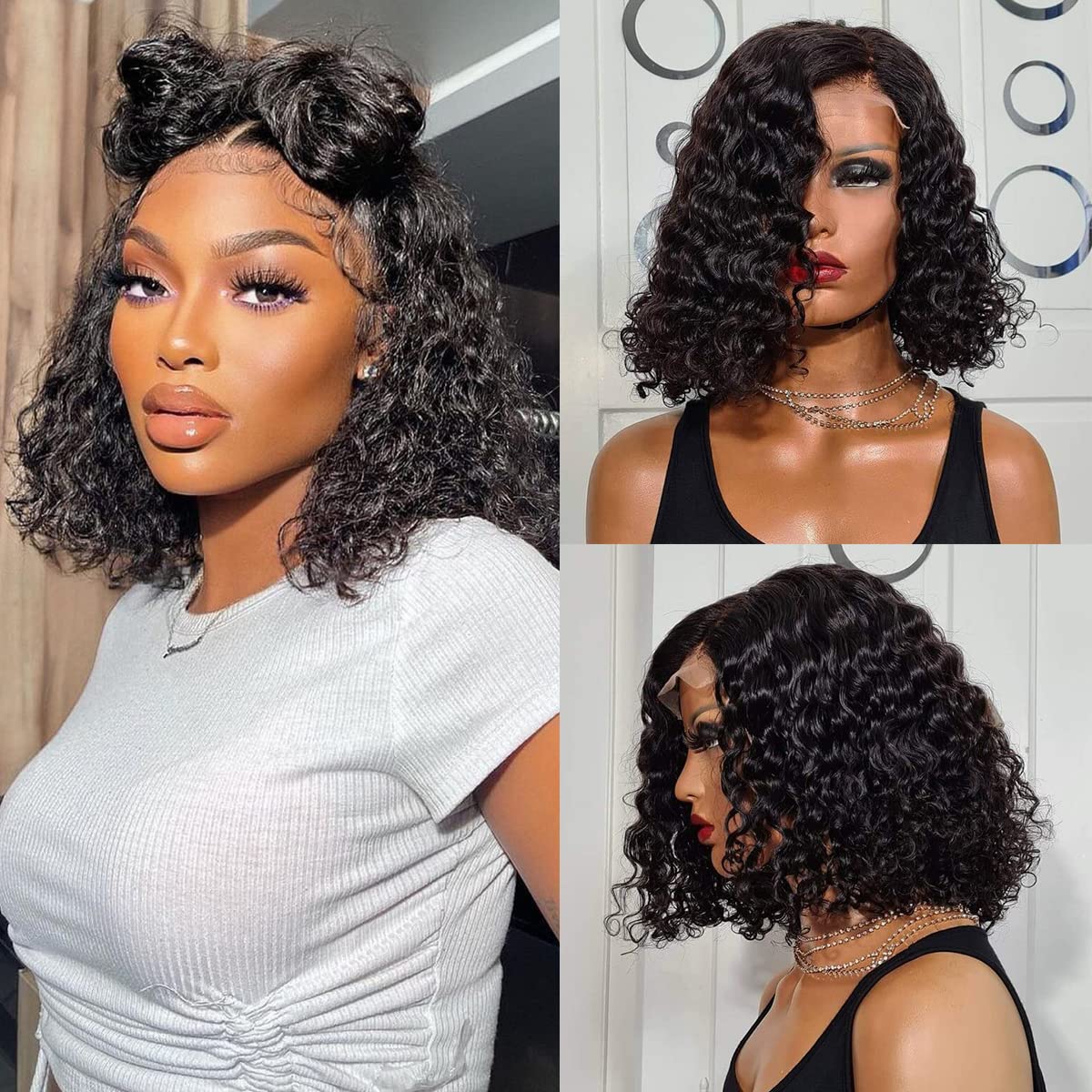 Real Full Lace Human Hair Wigs Straight Full Lace Wigs Preplucked Hairline Whole Lace Wig Free Part Natural Color Brazilian Human Hair Wigs for Black Women 150% Density 20inch
