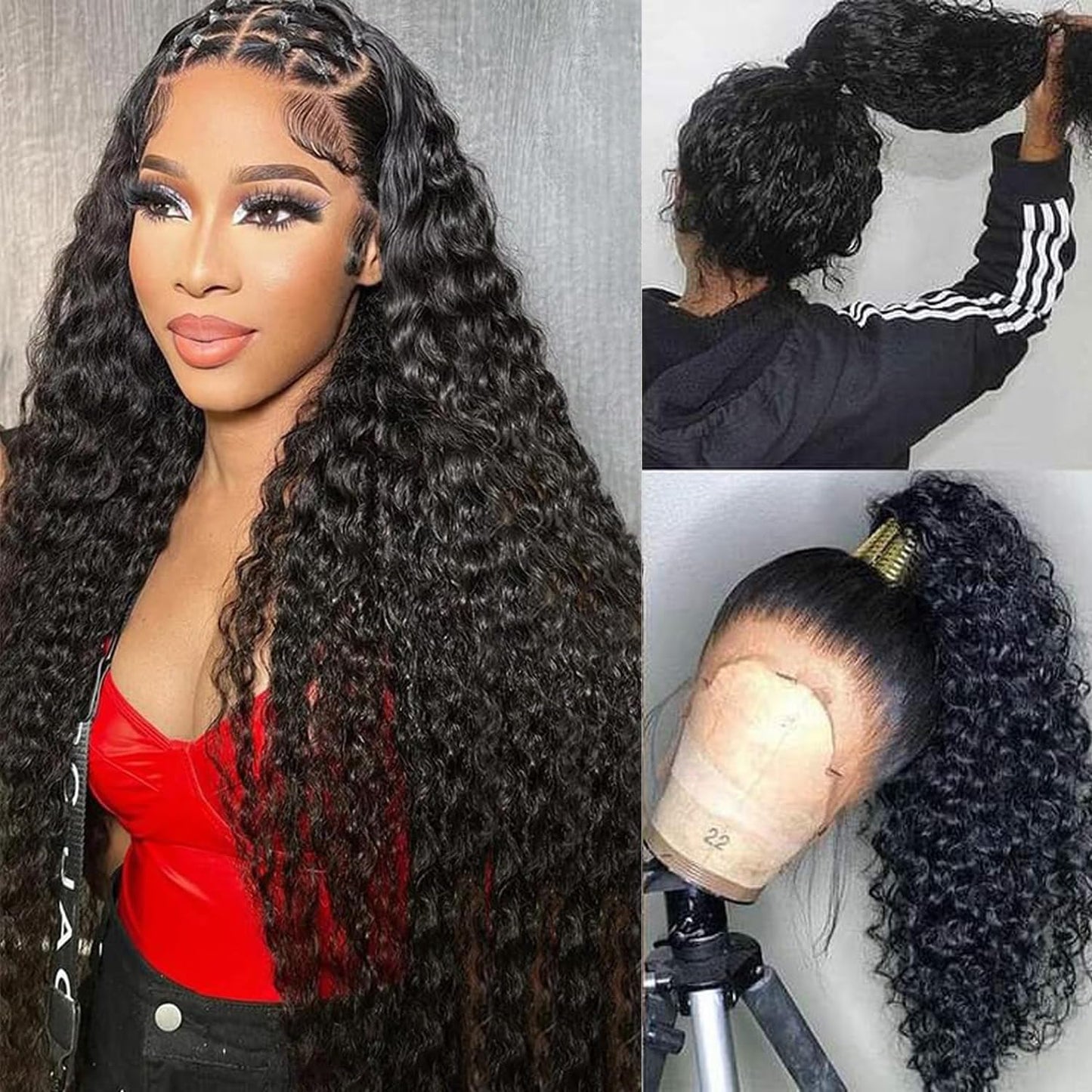 13x4 Lace Front Wigs Human Hair Pre Plucked Deep Wave Lace Front Wigs Human Hair Wigs for Black Women with Baby Hair Natural Hairline Deep Culy Lace Human Hair Wigs 22 Inch