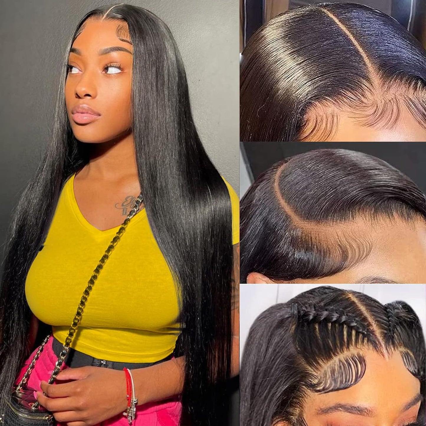 Straight Lace Front Wigs Human Hair 26Inch 13x4 HD Transparent Full Frontal Wigs Human Hair Pre Plucked with Baby Hair 180% Density Brazilian Virgin Straight Human Hair Wigs for Black Women