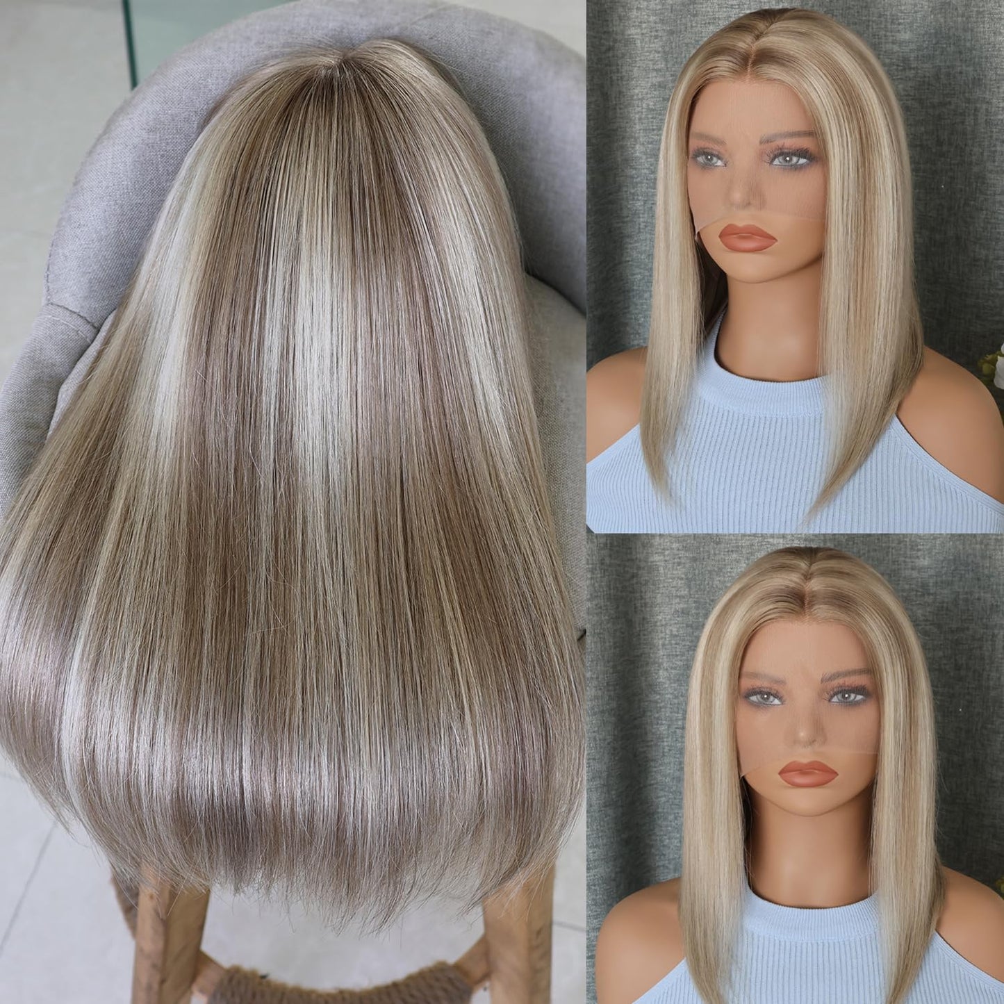 Real Full Lace Human Hair Wigs Straight Full Lace Wigs Preplucked Hairline Whole Lace Wig Free Part Natural Color Brazilian Human Hair Wigs for Black Women 150% Density 20inch