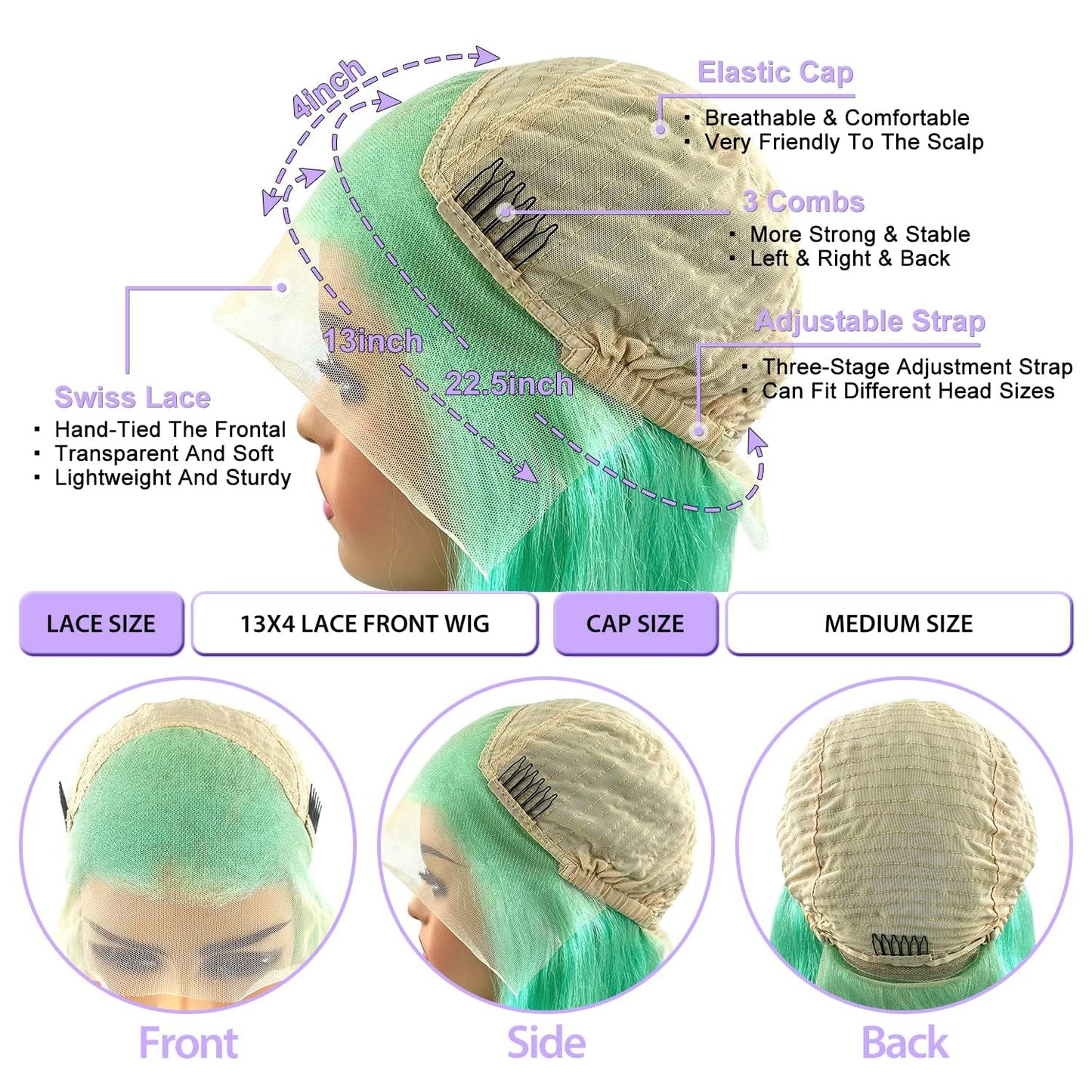 Real Full Lace Human Hair Wigs Straight Full Lace Wigs Preplucked Hairline Whole Lace Wig Free Part Natural Color Brazilian Human Hair Wigs for Black Women 150% Density 20inch