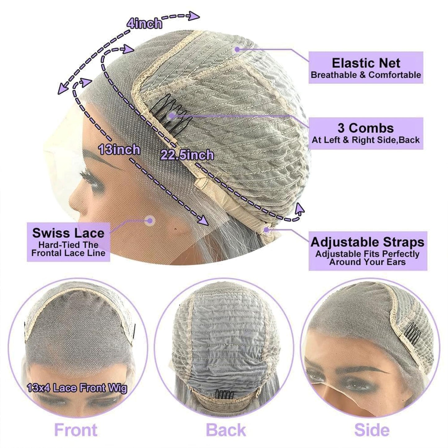 Real Full Lace Human Hair Wigs Straight Full Lace Wigs Preplucked Hairline Whole Lace Wig Free Part Natural Color Brazilian Human Hair Wigs for Black Women 150% Density 20inch