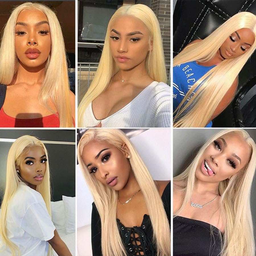 613 Lace Front Wig Human Hair 30 Inch Blonde Wig Human Hair 613 13x4 Lace Front Wig Human Hair 180 Density Blonde Lace Front Wigs Human Hair Pre Plucked HD Lace Frontal Wig Straight Glueless