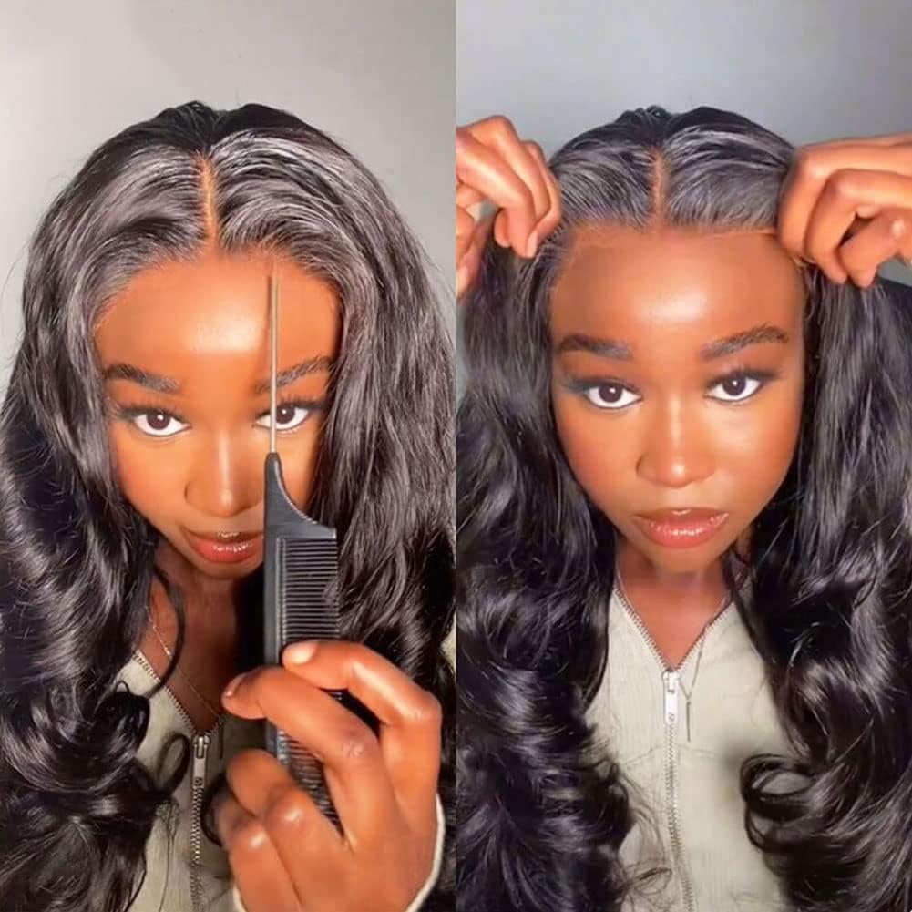 4x4 Straight Wave Lace Front Wigs Human Hair Pre Plucked with Baby Hair 150% Density 16 Inch Human Hair Wigs Brazilian Virgin Frontal 4x4 Glueless HD Lace Closure Wig Human Hair for Black Women