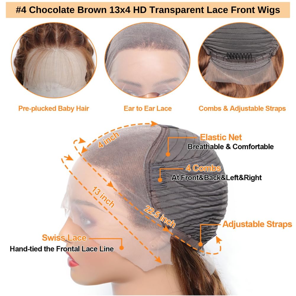 99j Burgundy Lace Front Wigs Human Hair Glueless Wine Red Colored Body Wave Wigs Pre Plucked with Baby Hair 180 Density 13x4 HD Transparent Frontal Wigs for Women