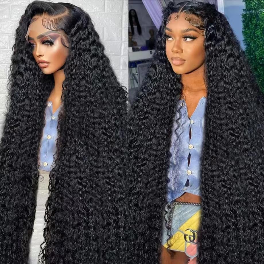 5x5 HD Lace Closure Glueless Wigs Human Hair Pre Plucked Brazilian Virgin Deep Wave Lace Front Wigs Human Hair 180% Density Closure Wig Natural Hairline