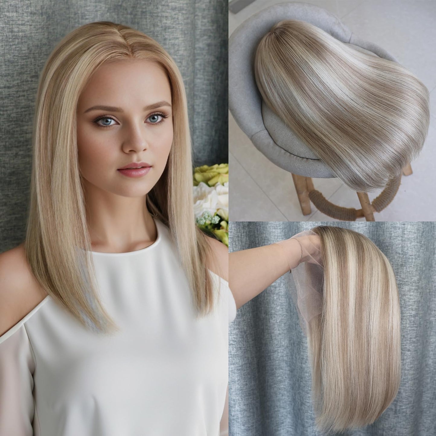 Real Full Lace Human Hair Wigs Straight Full Lace Wigs Preplucked Hairline Whole Lace Wig Free Part Natural Color Brazilian Human Hair Wigs for Black Women 150% Density 20inch