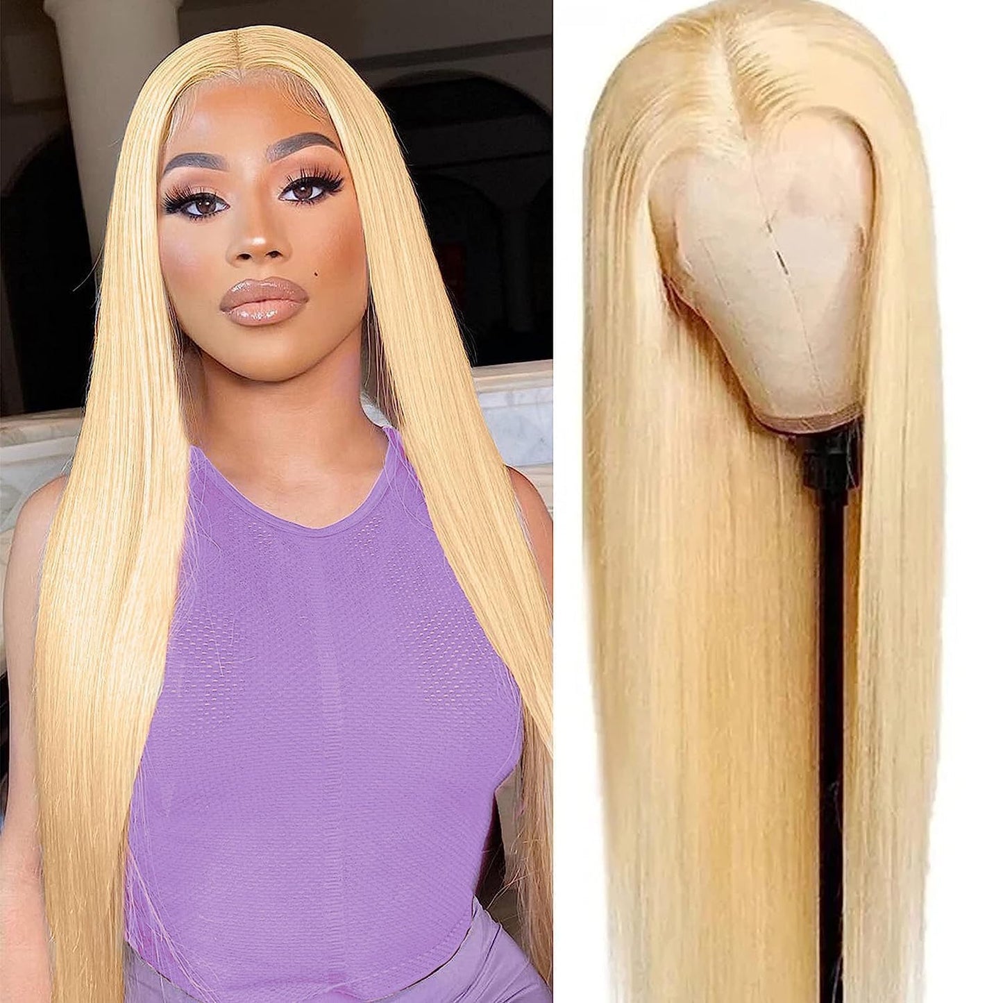 613 Lace Front Wig Human Hair 30 Inch Blonde Wig Human Hair 613 13x4 Lace Front Wig Human Hair 180 Density Blonde Lace Front Wigs Human Hair Pre Plucked HD Lace Frontal Wig Straight Glueless