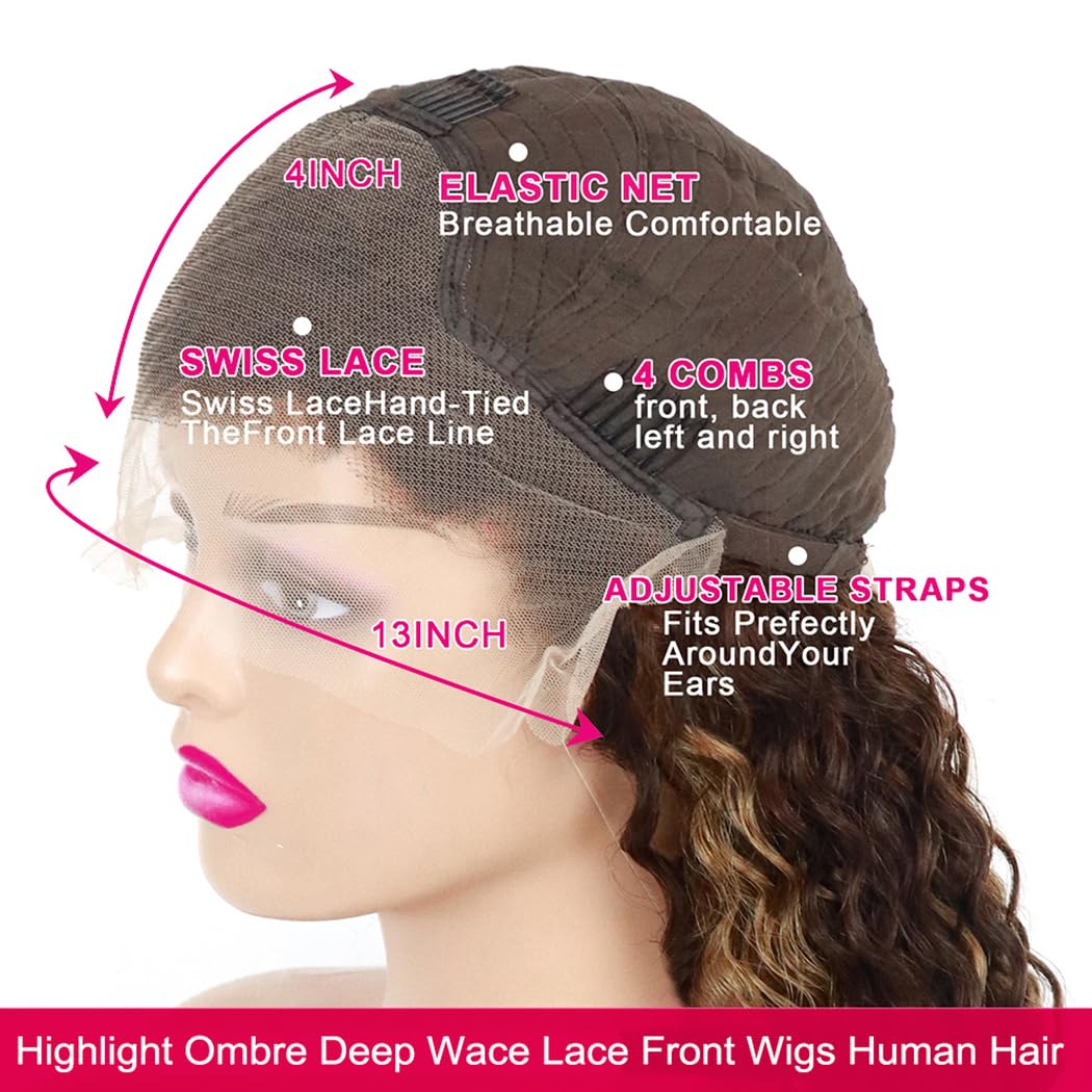 5x5 HD Lace Closure Glueless Wigs Human Hair Pre Plucked Brazilian Virgin Deep Wave Lace Front Wigs Human Hair 180% Density Closure Wig Natural Hairline