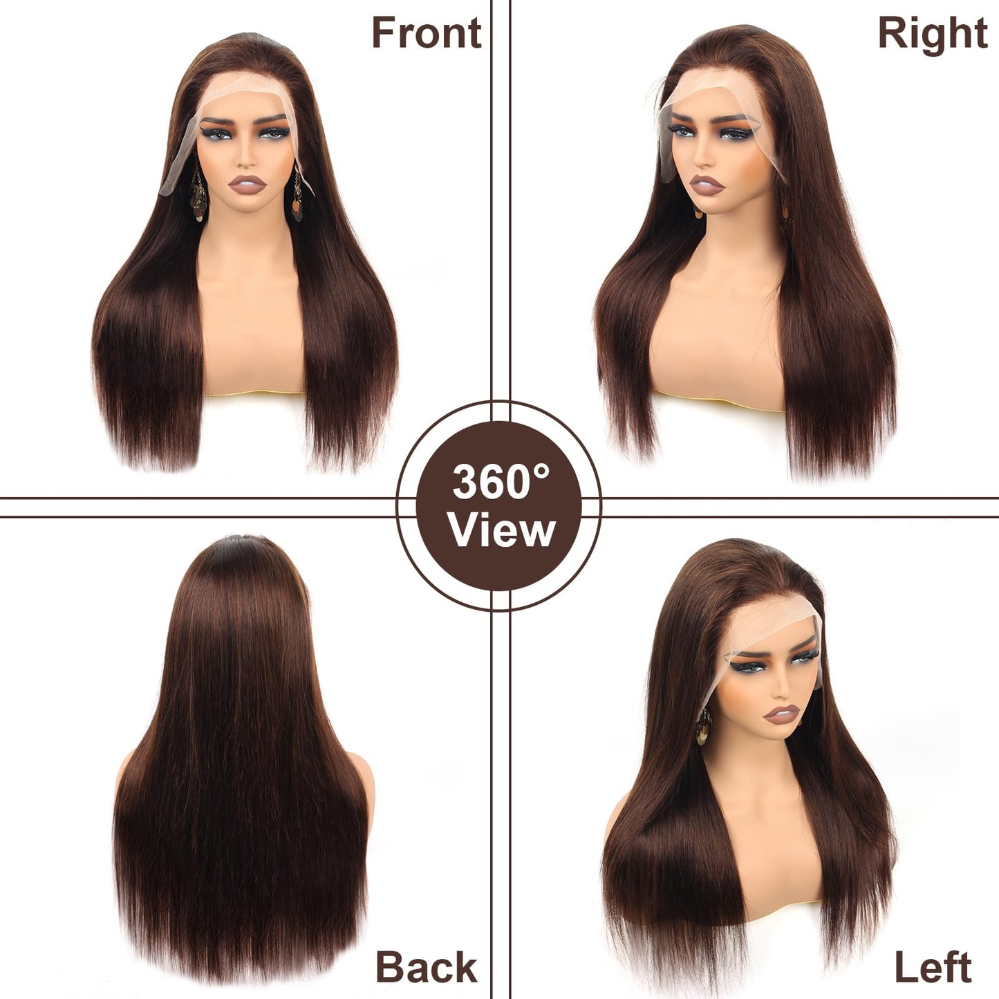 Straight Lace Front Wigs Human Hair 26Inch 13x4 HD Transparent Full Frontal Wigs Human Hair Pre Plucked with Baby Hair 180% Density Brazilian Virgin Straight Human Hair Wigs for Black Women