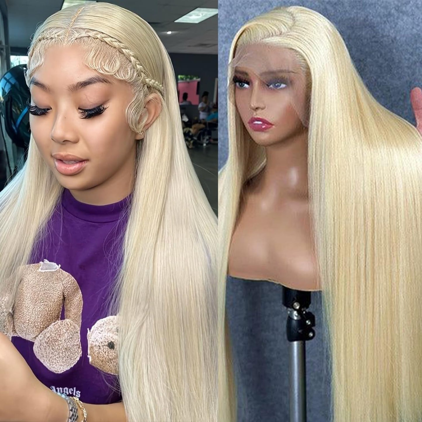 613 Lace Front Wig Human Hair 30 Inch Blonde Wig Human Hair 613 13x4 Lace Front Wig Human Hair 180 Density Blonde Lace Front Wigs Human Hair Pre Plucked HD Lace Frontal Wig Straight Glueless