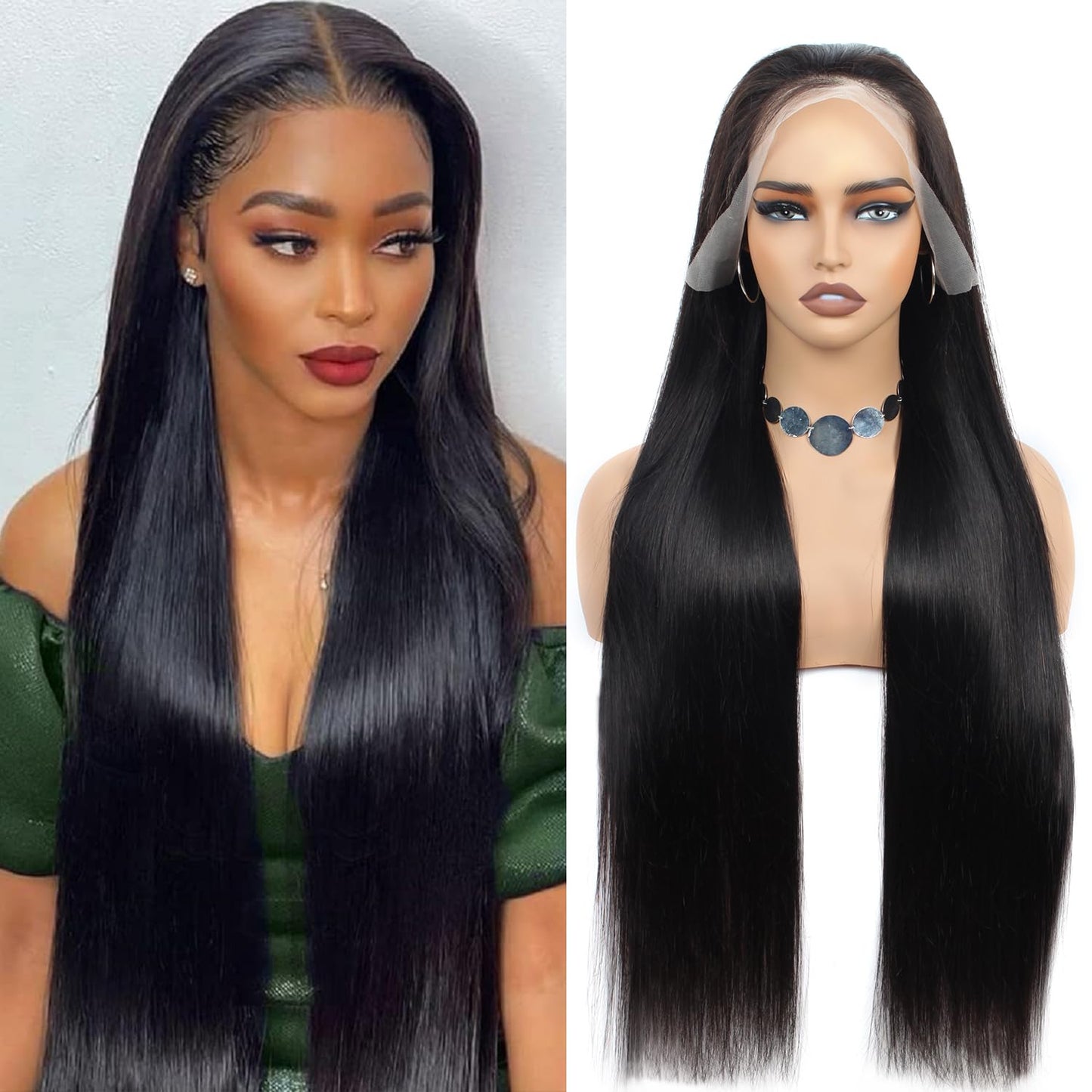 Straight Lace Front Wigs Human Hair 26Inch 13x4 HD Transparent Full Frontal Wigs Human Hair Pre Plucked with Baby Hair 180% Density Brazilian Virgin Straight Human Hair Wigs for Black Women
