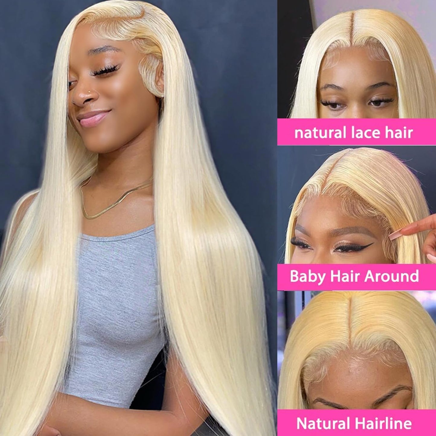 613 Lace Front Wig Human Hair 30 Inch Blonde Wig Human Hair 613 13x4 Lace Front Wig Human Hair 180 Density Blonde Lace Front Wigs Human Hair Pre Plucked HD Lace Frontal Wig Straight Glueless