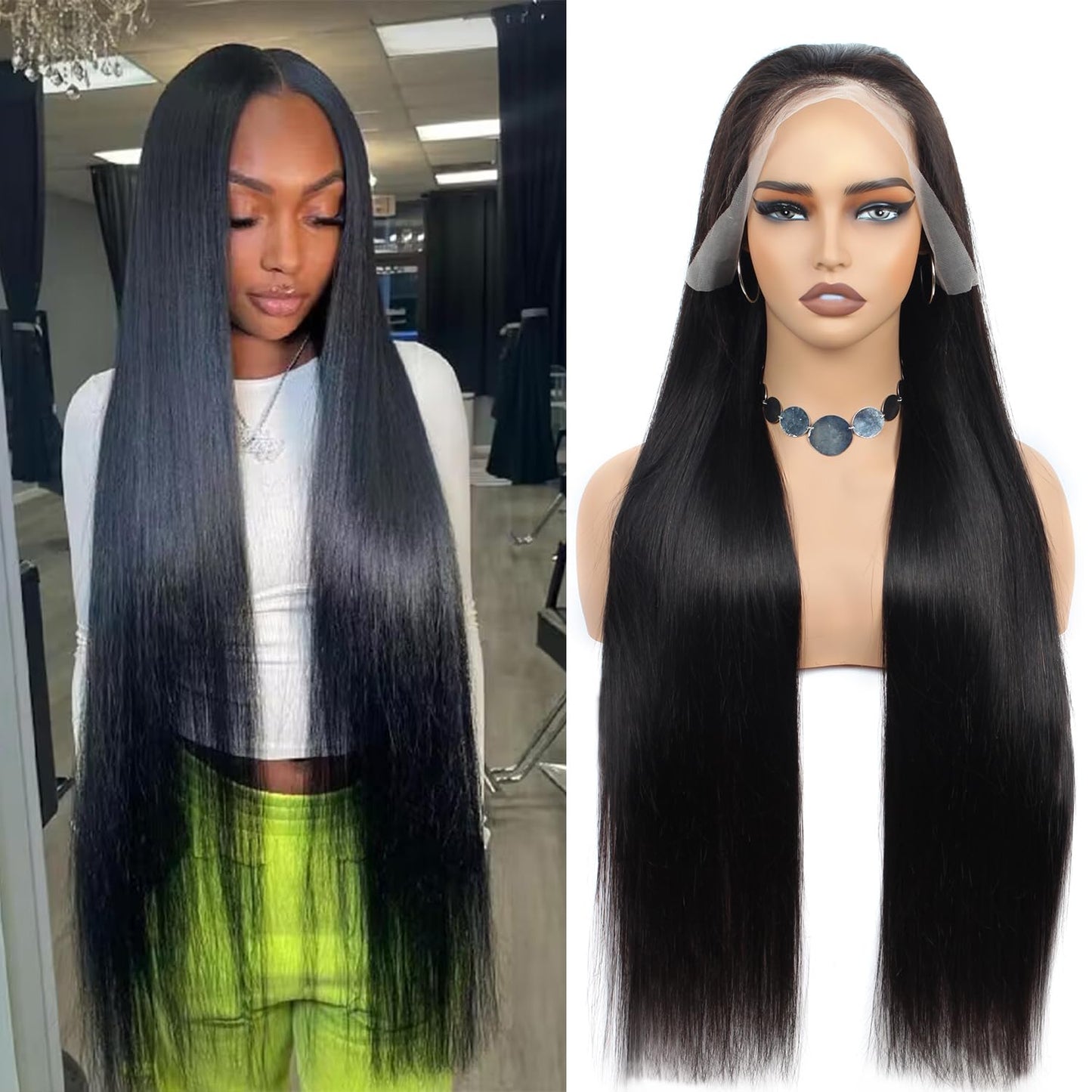 Straight Lace Front Wigs Human Hair 26Inch 13x4 HD Transparent Full Frontal Wigs Human Hair Pre Plucked with Baby Hair 180% Density Brazilian Virgin Straight Human Hair Wigs for Black Women