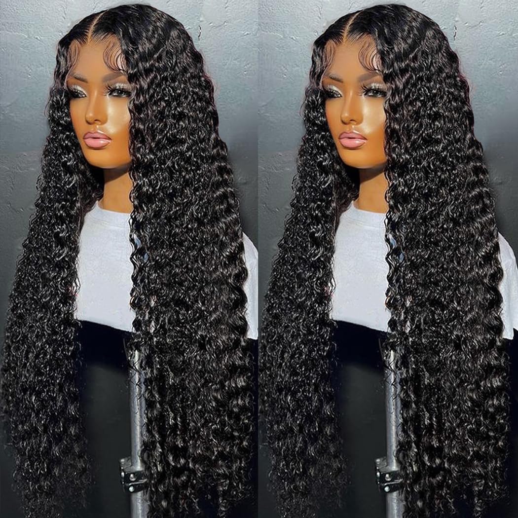 5x5 HD Lace Closure Glueless Wigs Human Hair Pre Plucked Brazilian Virgin Deep Wave Lace Front Wigs Human Hair 180% Density Closure Wig Natural Hairline