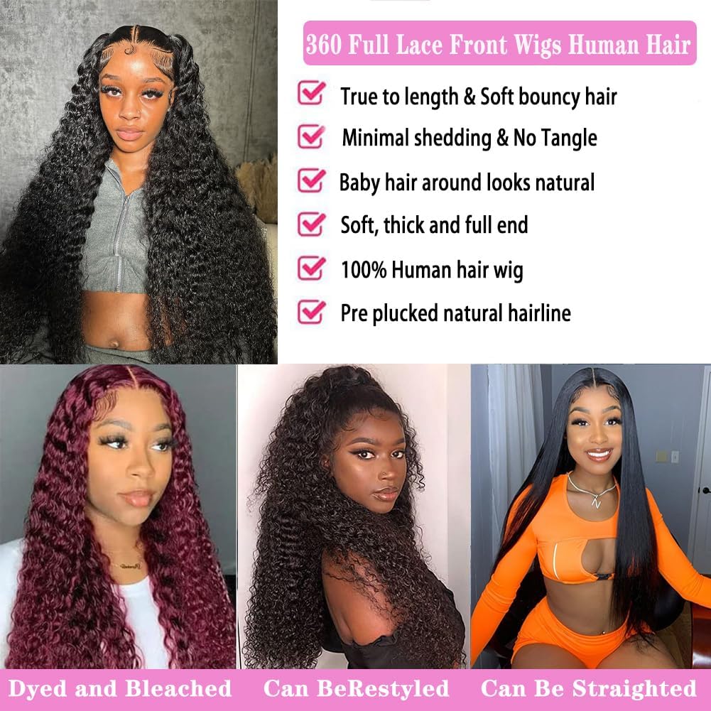13x4 Lace Front Wigs Human Hair Pre Plucked Deep Wave Lace Front Wigs Human Hair Wigs for Black Women with Baby Hair Natural Hairline Deep Culy Lace Human Hair Wigs 22 Inch