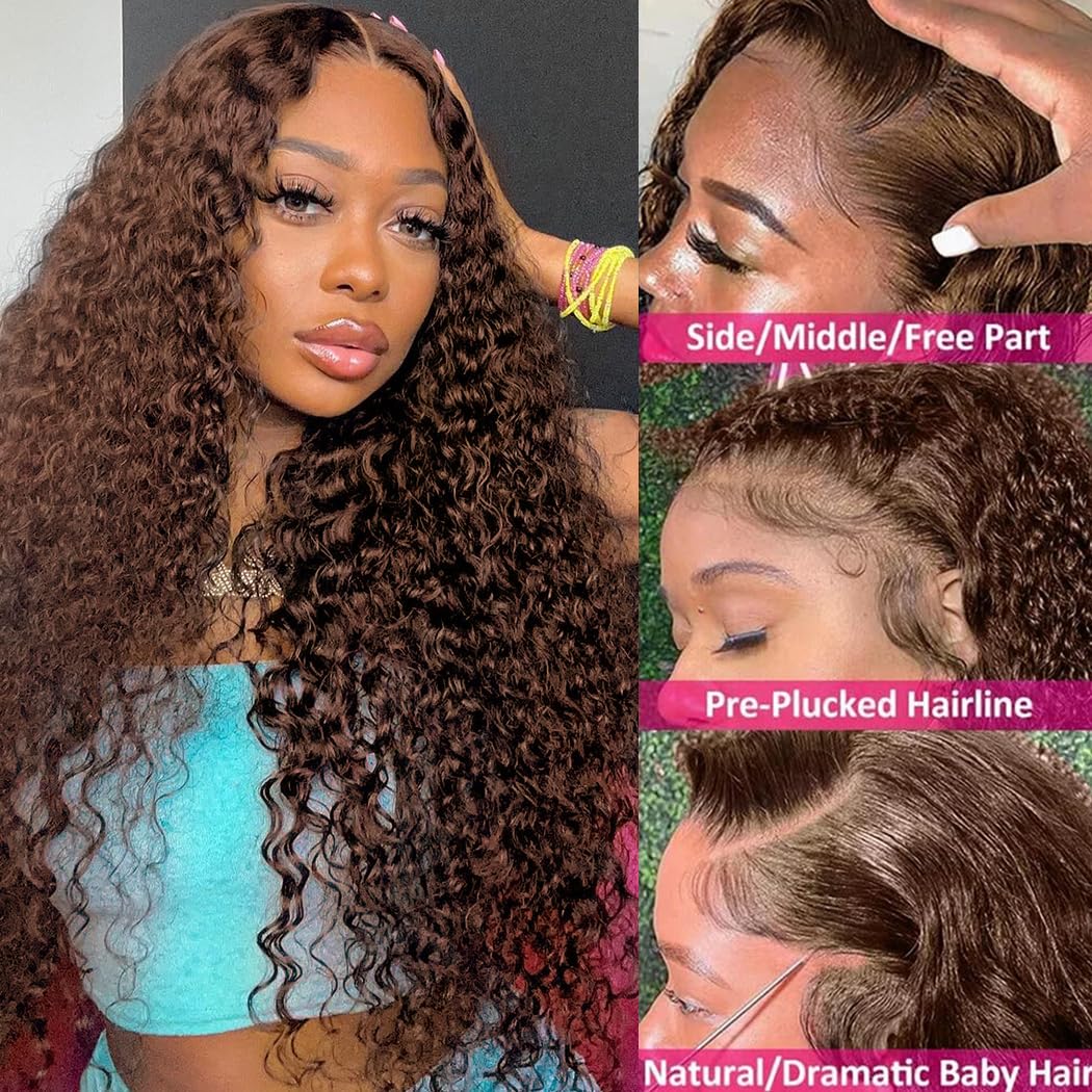 5x5 HD Lace Closure Glueless Wigs Human Hair Pre Plucked Brazilian Virgin Deep Wave Lace Front Wigs Human Hair 180% Density Closure Wig Natural Hairline