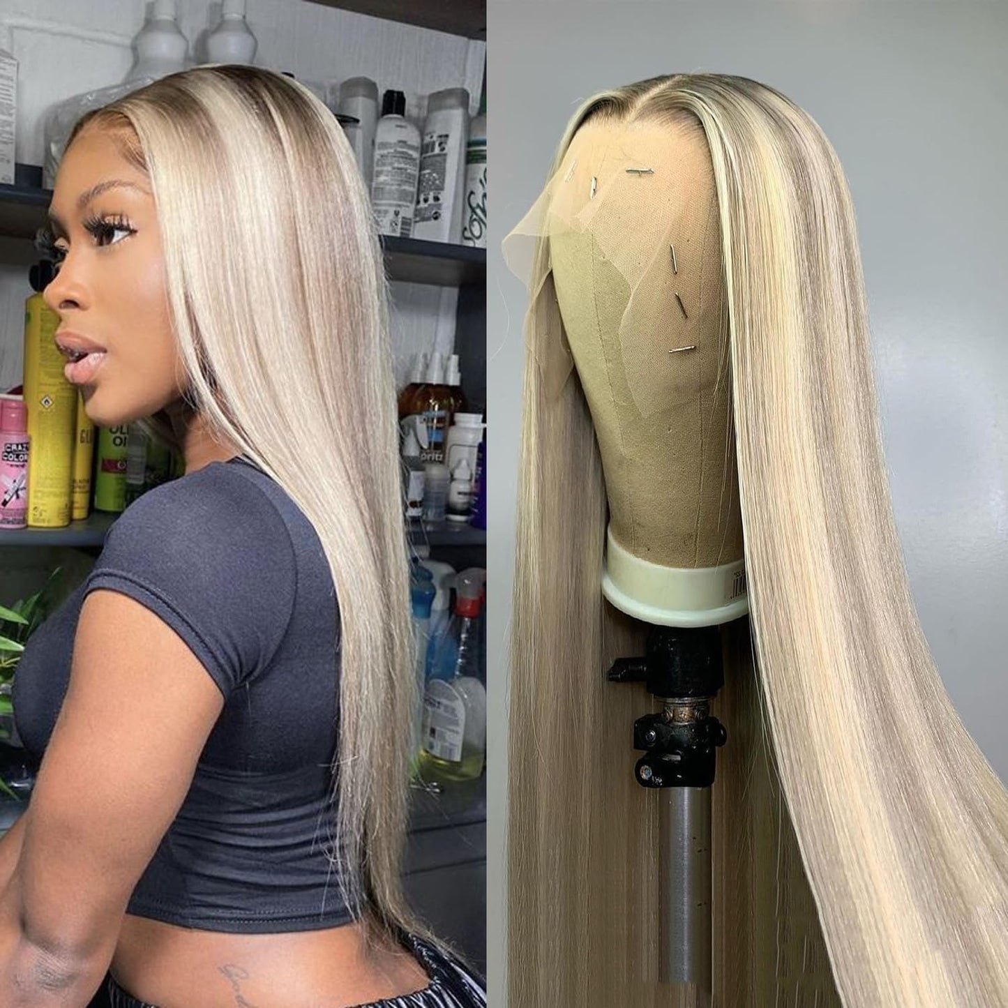 Real Full Lace Human Hair Wigs Straight Full Lace Wigs Preplucked Hairline Whole Lace Wig Free Part Natural Color Brazilian Human Hair Wigs for Black Women 150% Density 20inch