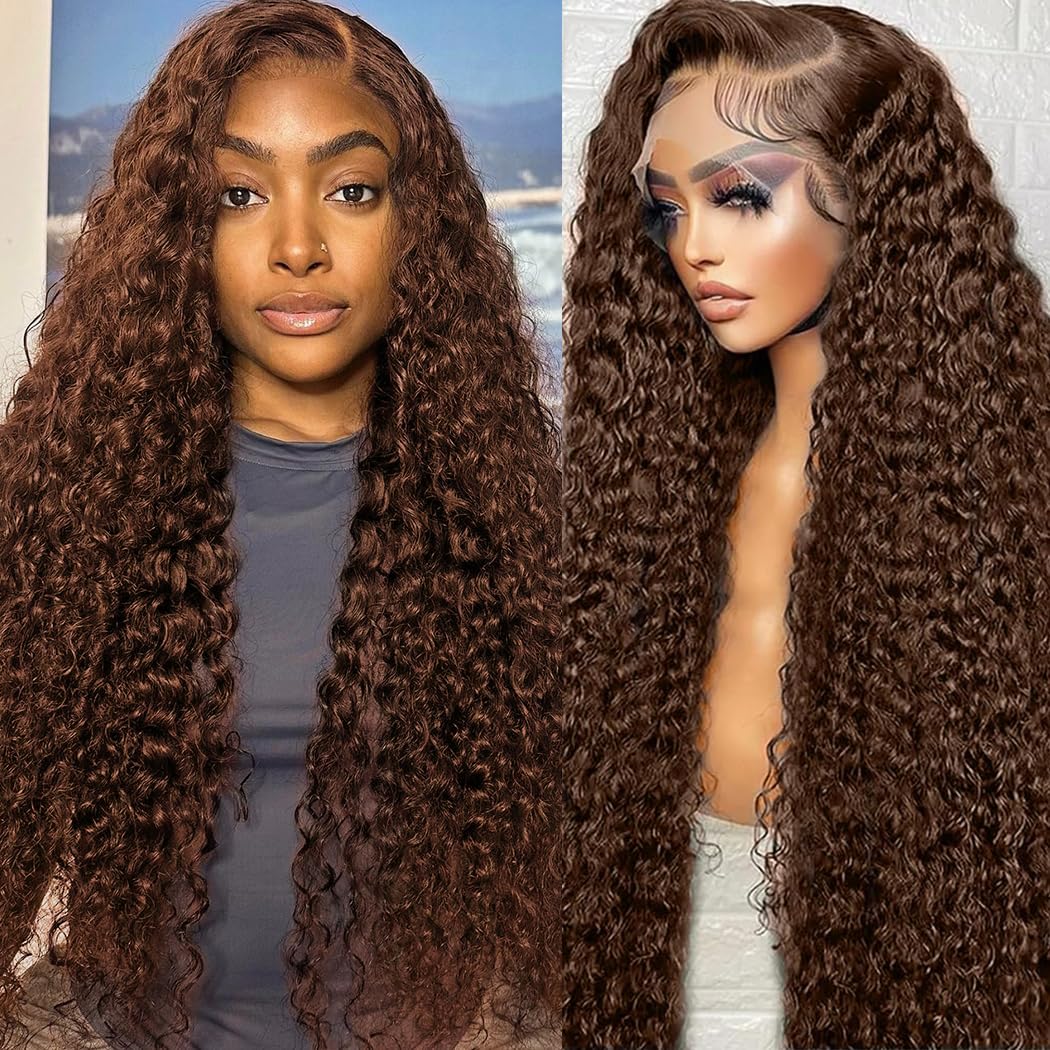 5x5 HD Lace Closure Glueless Wigs Human Hair Pre Plucked Brazilian Virgin Deep Wave Lace Front Wigs Human Hair 180% Density Closure Wig Natural Hairline