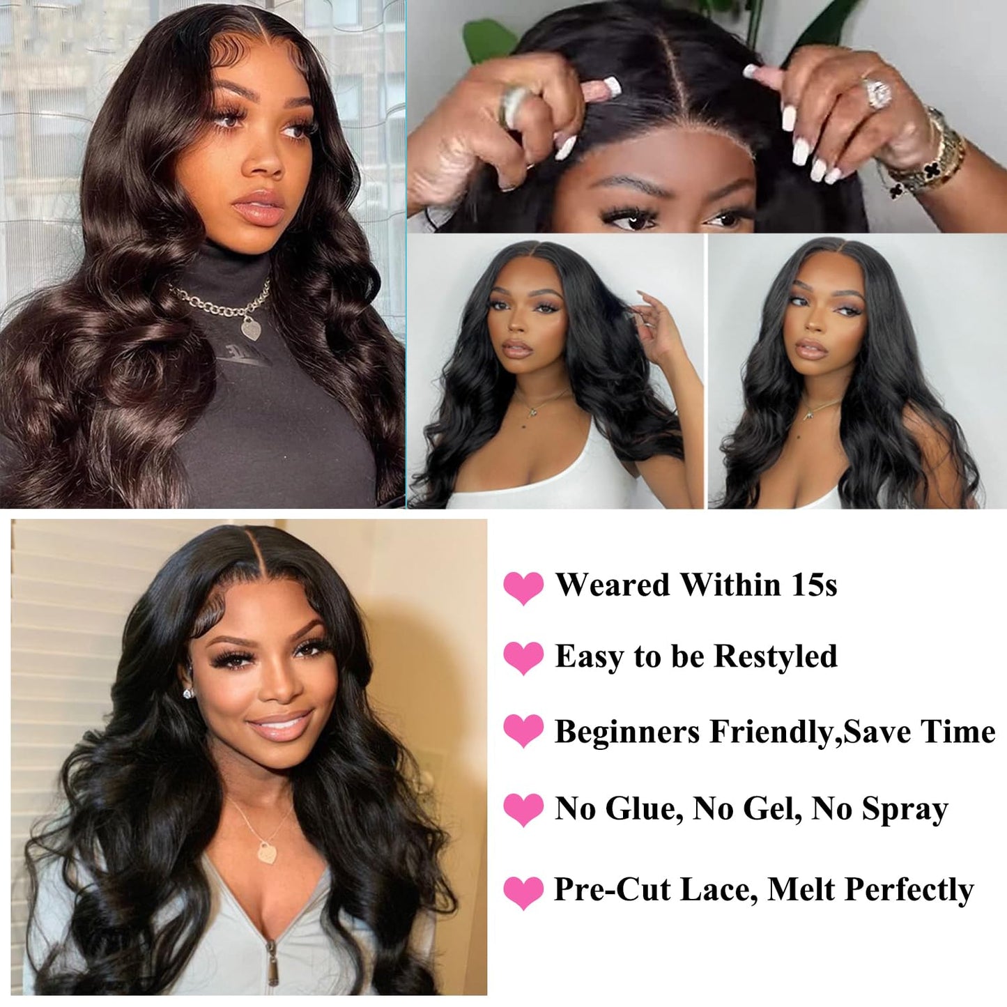 4x4 Straight Wave Lace Front Wigs Human Hair Pre Plucked with Baby Hair 150% Density 16 Inch Human Hair Wigs Brazilian Virgin Frontal 4x4 Glueless HD Lace Closure Wig Human Hair for Black Women