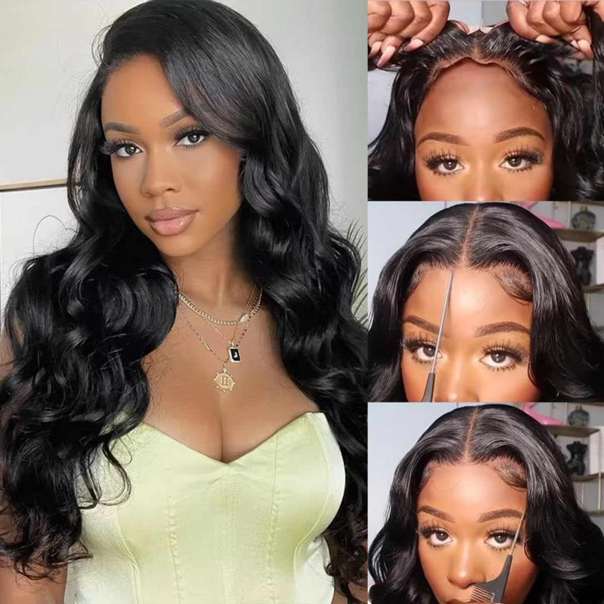 4x4 Straight Wave Lace Front Wigs Human Hair Pre Plucked with Baby Hair 150% Density 16 Inch Human Hair Wigs Brazilian Virgin Frontal 4x4 Glueless HD Lace Closure Wig Human Hair for Black Women
