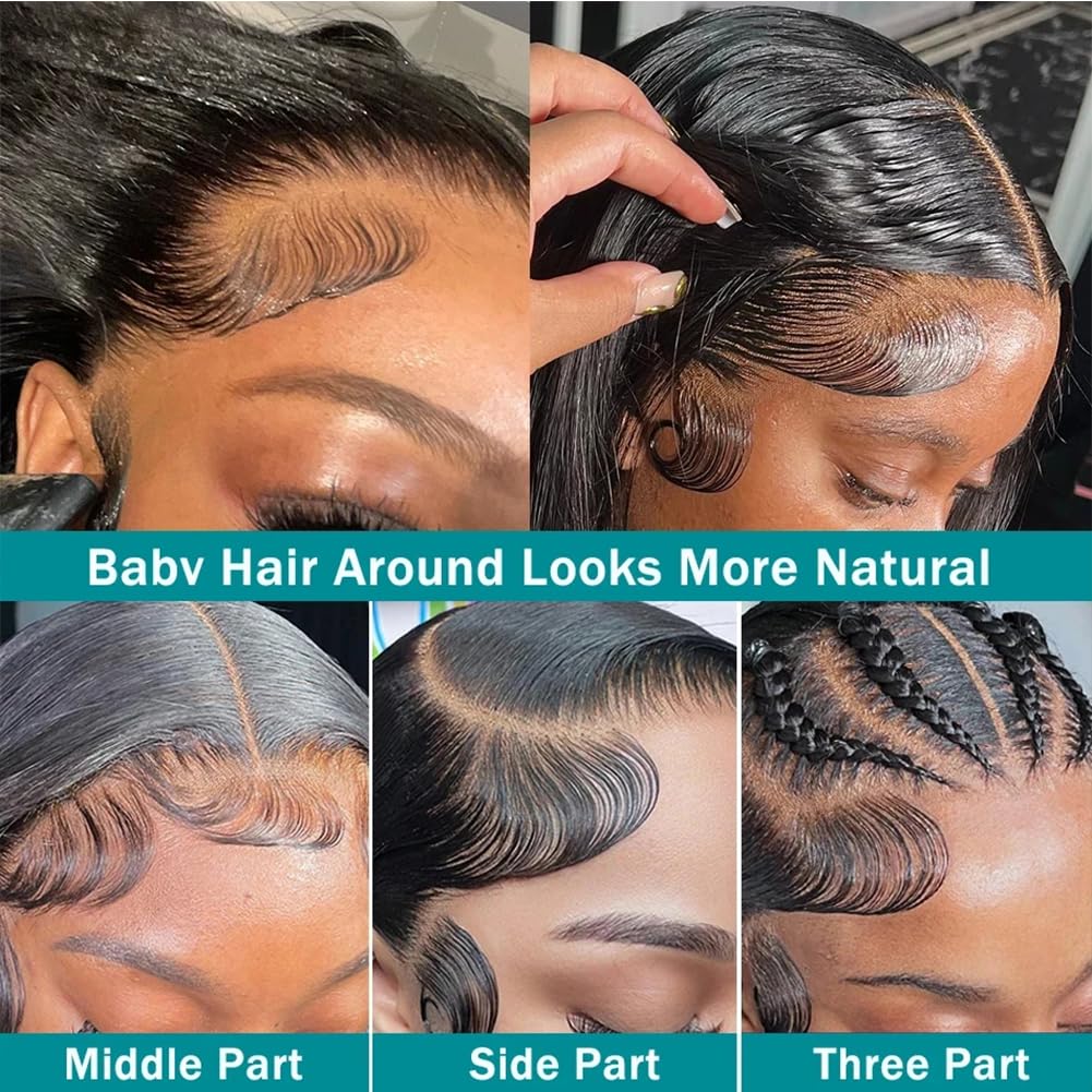 4x4 Straight Wave Lace Front Wigs Human Hair Pre Plucked with Baby Hair 150% Density 16 Inch Human Hair Wigs Brazilian Virgin Frontal 4x4 Glueless HD Lace Closure Wig Human Hair for Black Women