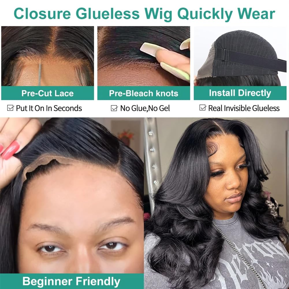 4x4 Straight Wave Lace Front Wigs Human Hair Pre Plucked with Baby Hair 150% Density 16 Inch Human Hair Wigs Brazilian Virgin Frontal 4x4 Glueless HD Lace Closure Wig Human Hair for Black Women