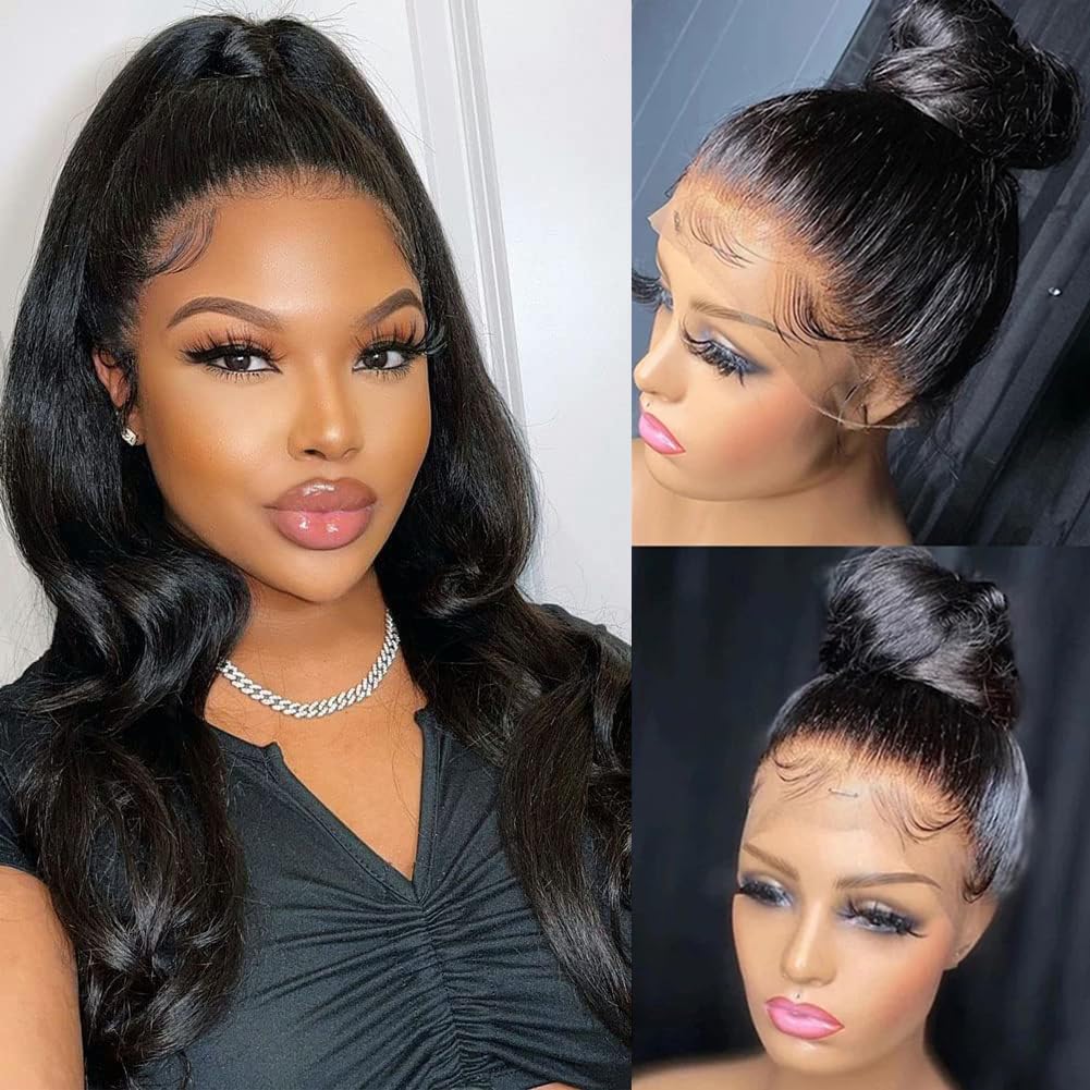 Real Full Lace Human Hair Wigs Straight Full Lace Wigs Preplucked Hairline Whole Lace Wig Free Part Natural Color Brazilian Human Hair Wigs for Black Women 150% Density 20inch
