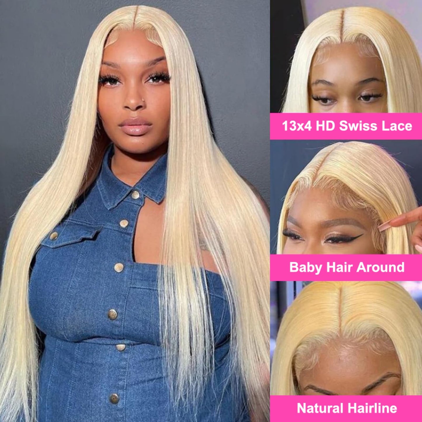 4x4 Straight Wave Lace Front Wigs Human Hair Pre Plucked with Baby Hair 150% Density 16 Inch Human Hair Wigs Brazilian Virgin Frontal 4x4 Glueless HD Lace Closure Wig Human Hair for Black Women