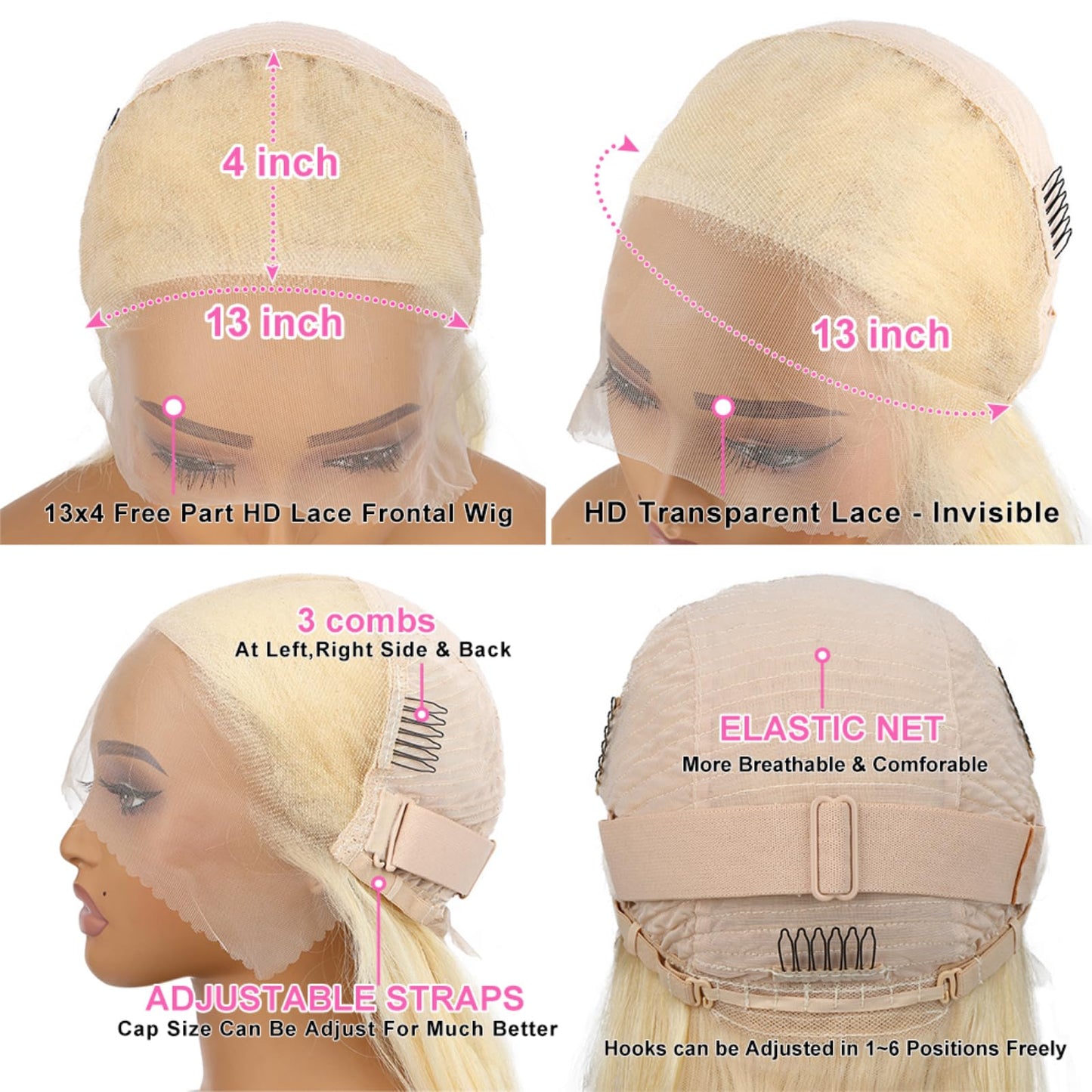 4x4 Straight Wave Lace Front Wigs Human Hair Pre Plucked with Baby Hair 150% Density 16 Inch Human Hair Wigs Brazilian Virgin Frontal 4x4 Glueless HD Lace Closure Wig Human Hair for Black Women