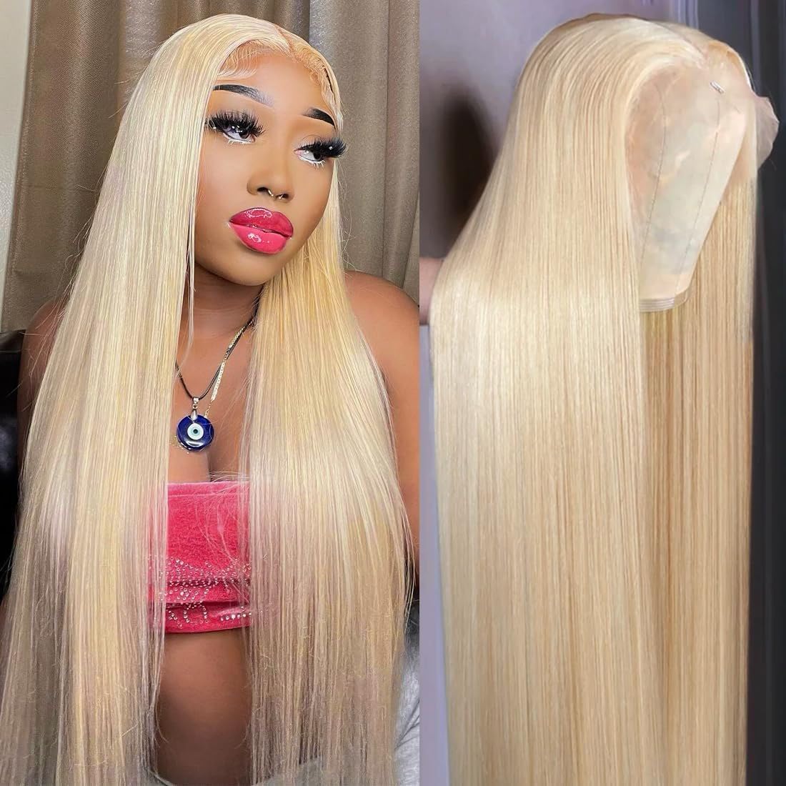 613 Lace Front Wig Human Hair 30 Inch Blonde Wig Human Hair 613 13x4 Lace Front Wig Human Hair 180 Density Blonde Lace Front Wigs Human Hair Pre Plucked HD Lace Frontal Wig Straight Glueless
