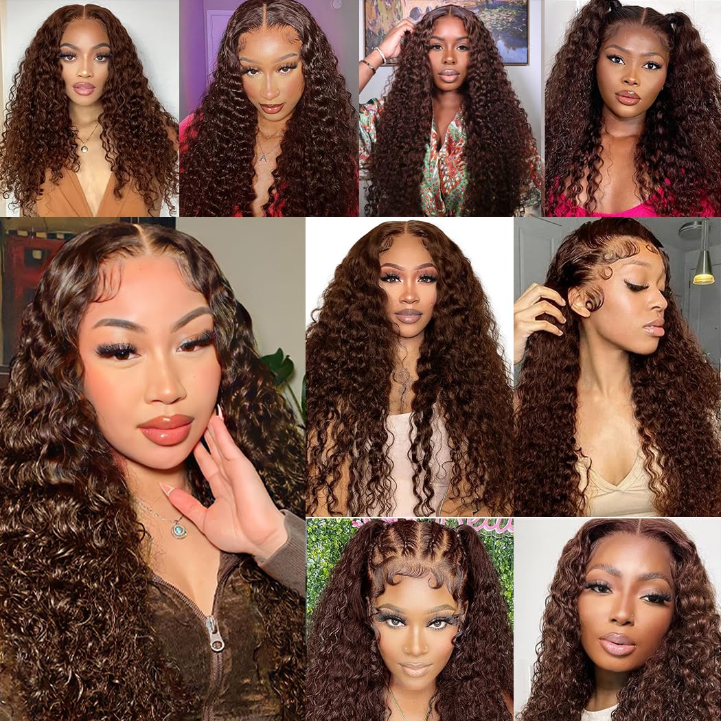 5x5 HD Lace Closure Glueless Wigs Human Hair Pre Plucked Brazilian Virgin Deep Wave Lace Front Wigs Human Hair 180% Density Closure Wig Natural Hairline