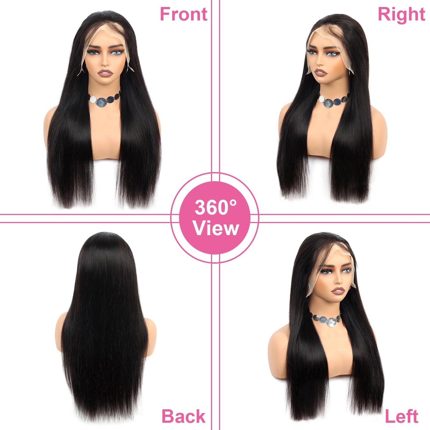 Straight Lace Front Wigs Human Hair 26Inch 13x4 HD Transparent Full Frontal Wigs Human Hair Pre Plucked with Baby Hair 180% Density Brazilian Virgin Straight Human Hair Wigs for Black Women