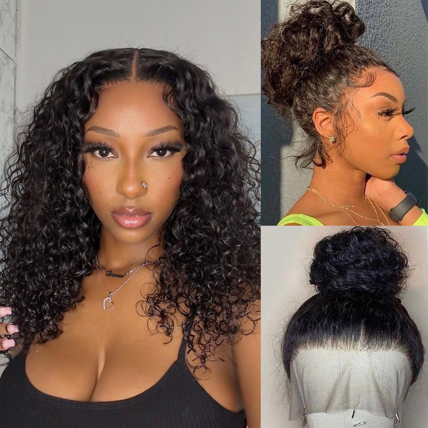 13x4 Lace Front Wigs Human Hair Pre Plucked Deep Wave Lace Front Wigs Human Hair Wigs for Black Women with Baby Hair Natural Hairline Deep Culy Lace Human Hair Wigs 22 Inch