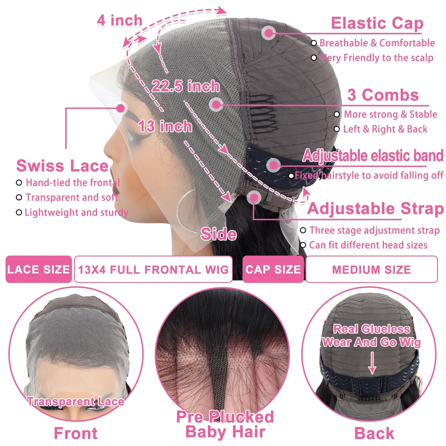 Straight Lace Front Wigs Human Hair 26Inch 13x4 HD Transparent Full Frontal Wigs Human Hair Pre Plucked with Baby Hair 180% Density Brazilian Virgin Straight Human Hair Wigs for Black Women