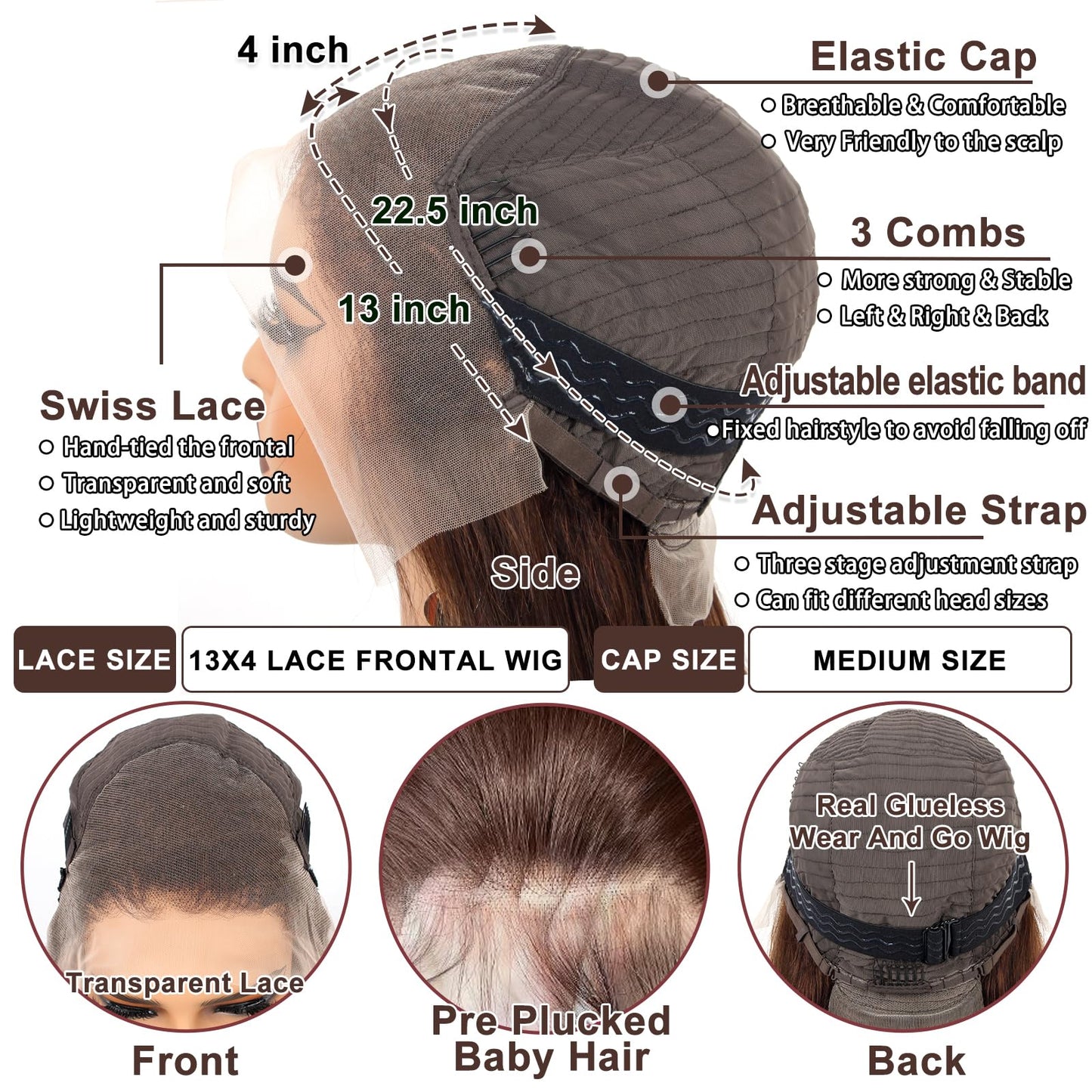 Straight Lace Front Wigs Human Hair 26Inch 13x4 HD Transparent Full Frontal Wigs Human Hair Pre Plucked with Baby Hair 180% Density Brazilian Virgin Straight Human Hair Wigs for Black Women