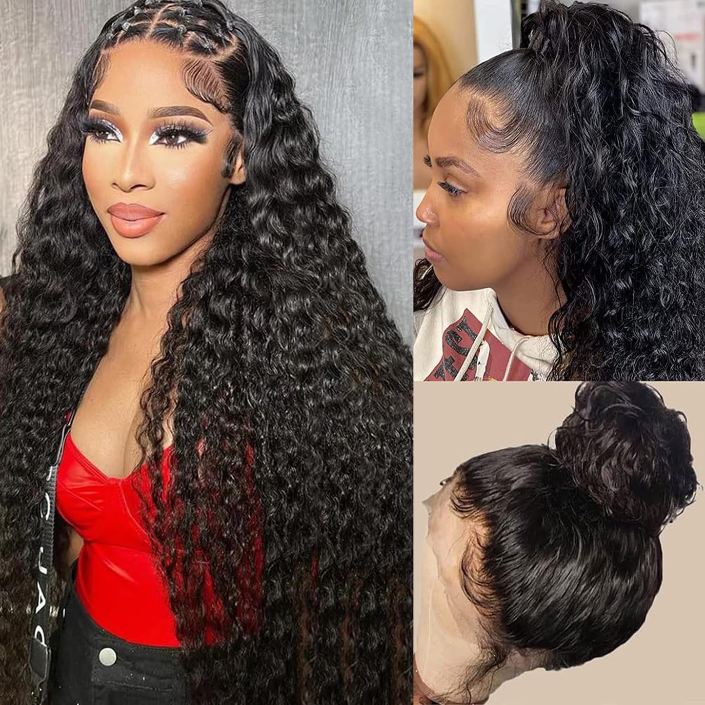 13x4 Lace Front Wigs Human Hair Pre Plucked Deep Wave Lace Front Wigs Human Hair Wigs for Black Women with Baby Hair Natural Hairline Deep Culy Lace Human Hair Wigs 22 Inch