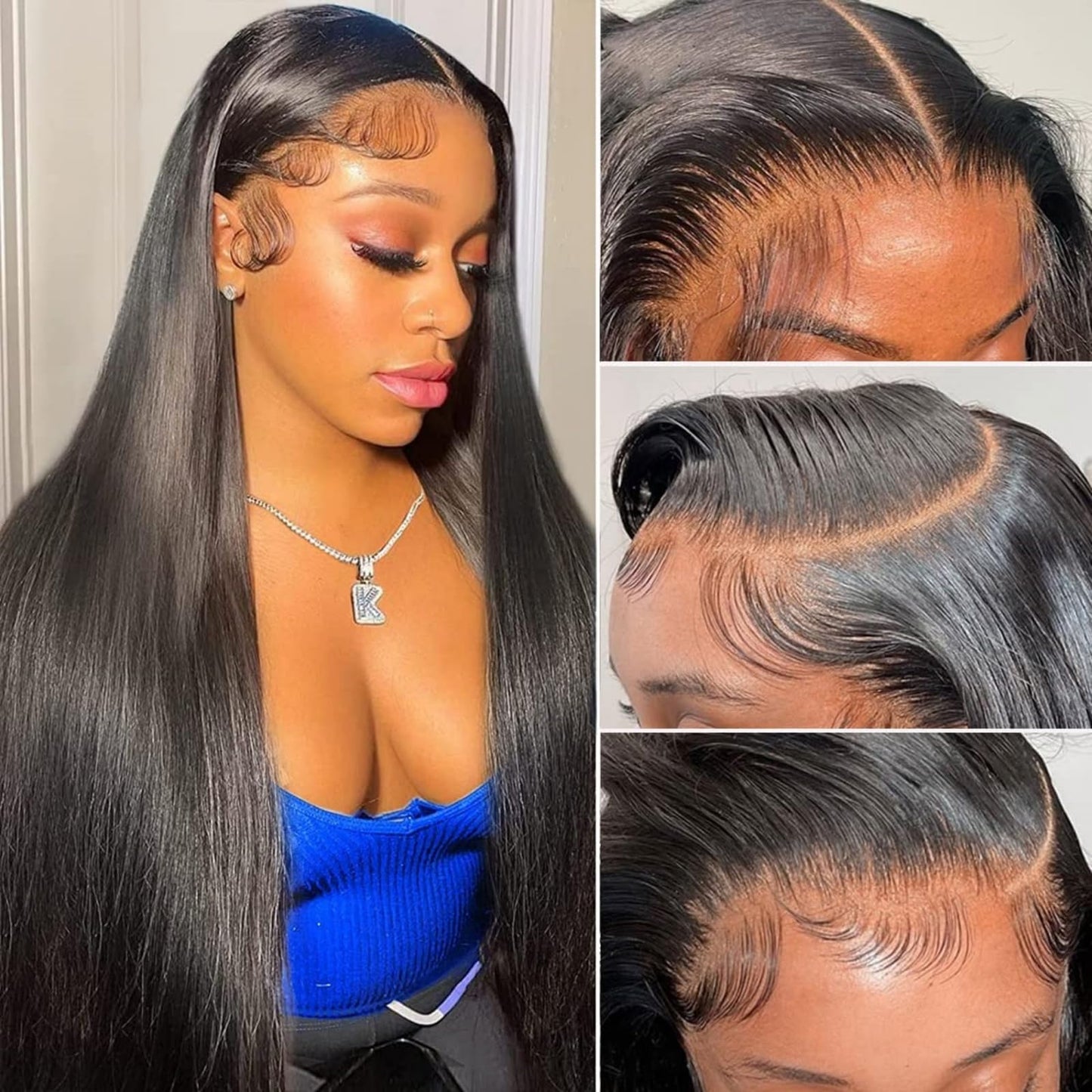 4x4 Straight Wave Lace Front Wigs Human Hair Pre Plucked with Baby Hair 150% Density 16 Inch Human Hair Wigs Brazilian Virgin Frontal 4x4 Glueless HD Lace Closure Wig Human Hair for Black Women