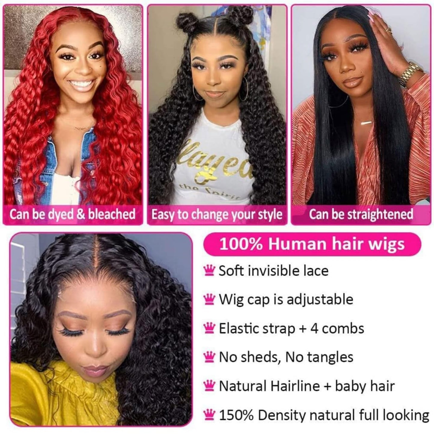 4x4 Straight Wave Lace Front Wigs Human Hair Pre Plucked with Baby Hair 150% Density 16 Inch Human Hair Wigs Brazilian Virgin Frontal 4x4 Glueless HD Lace Closure Wig Human Hair for Black Women