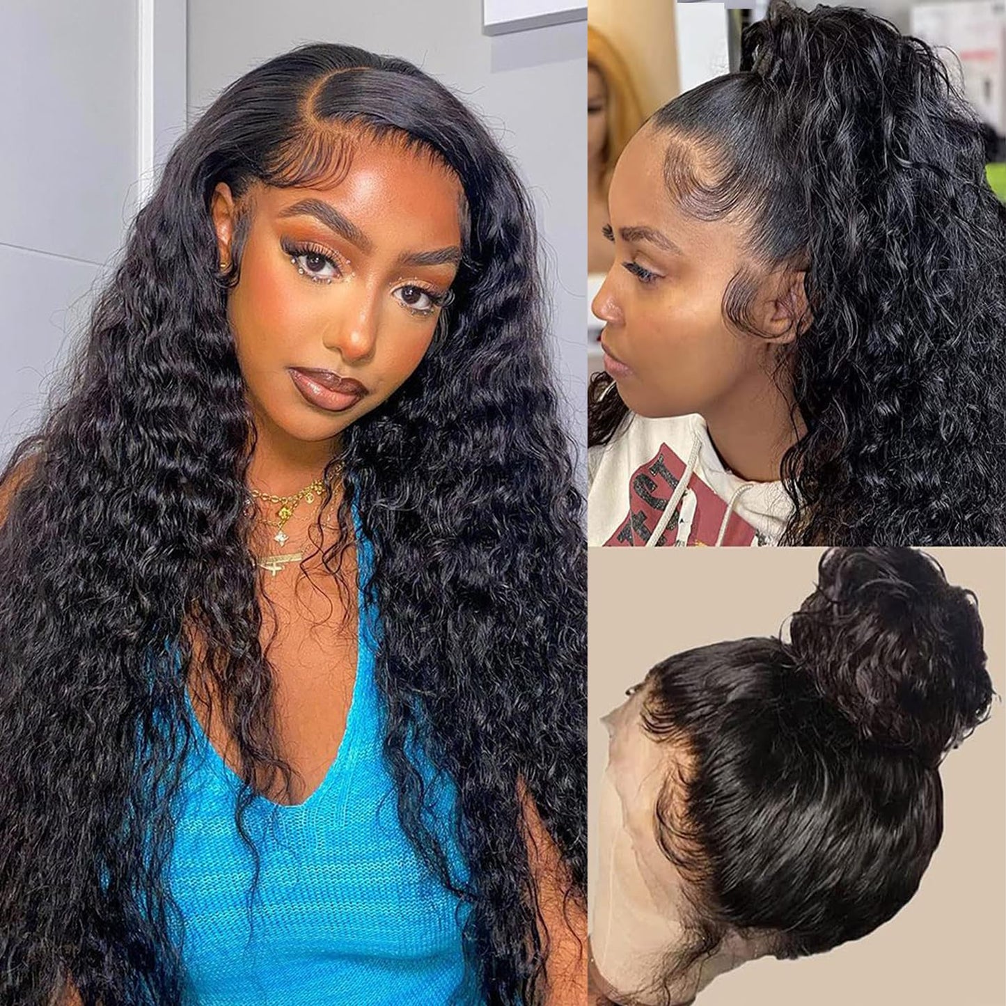 13x4 Lace Front Wigs Human Hair Pre Plucked Deep Wave Lace Front Wigs Human Hair Wigs for Black Women with Baby Hair Natural Hairline Deep Culy Lace Human Hair Wigs 22 Inch