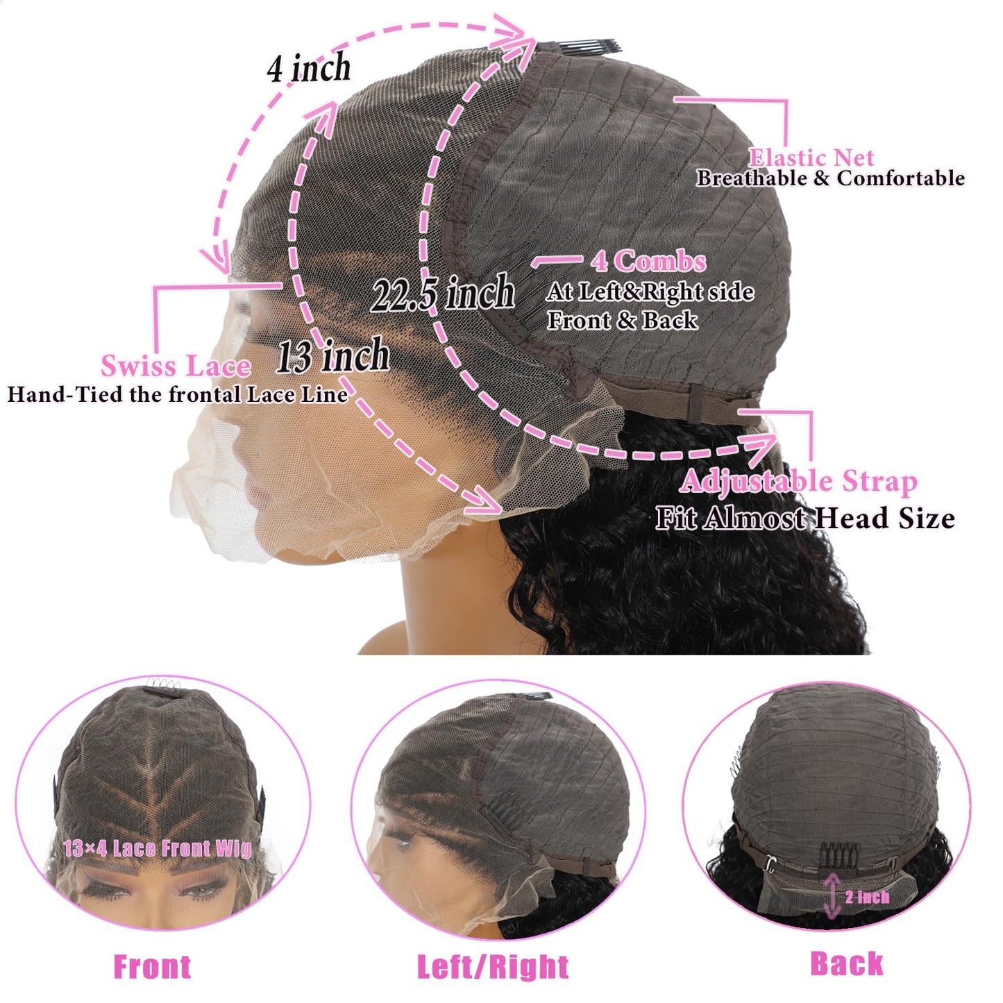13x4 Lace Front Wigs Human Hair Pre Plucked Deep Wave Lace Front Wigs Human Hair Wigs for Black Women with Baby Hair Natural Hairline Deep Culy Lace Human Hair Wigs 22 Inch