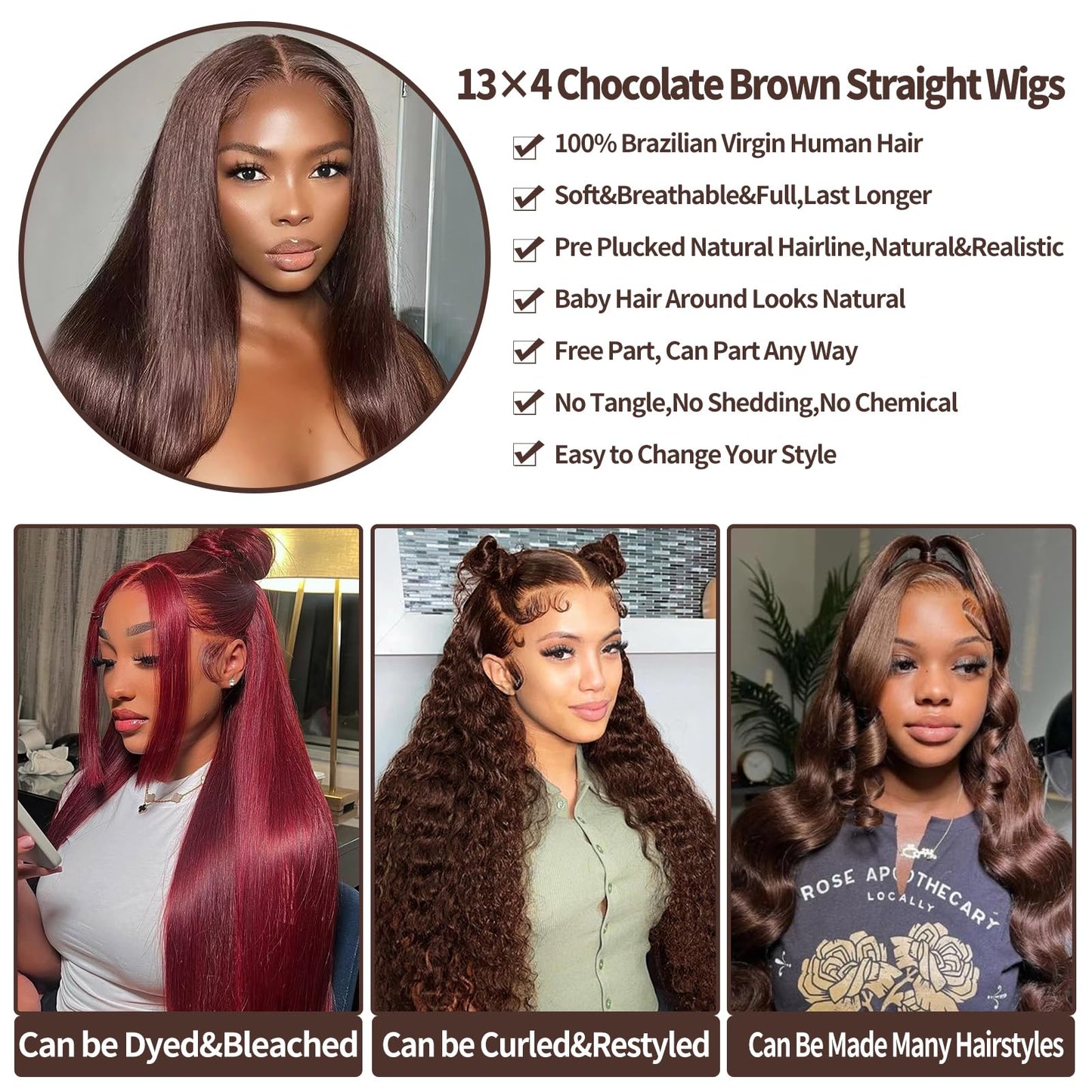 Straight Lace Front Wigs Human Hair 26Inch 13x4 HD Transparent Full Frontal Wigs Human Hair Pre Plucked with Baby Hair 180% Density Brazilian Virgin Straight Human Hair Wigs for Black Women