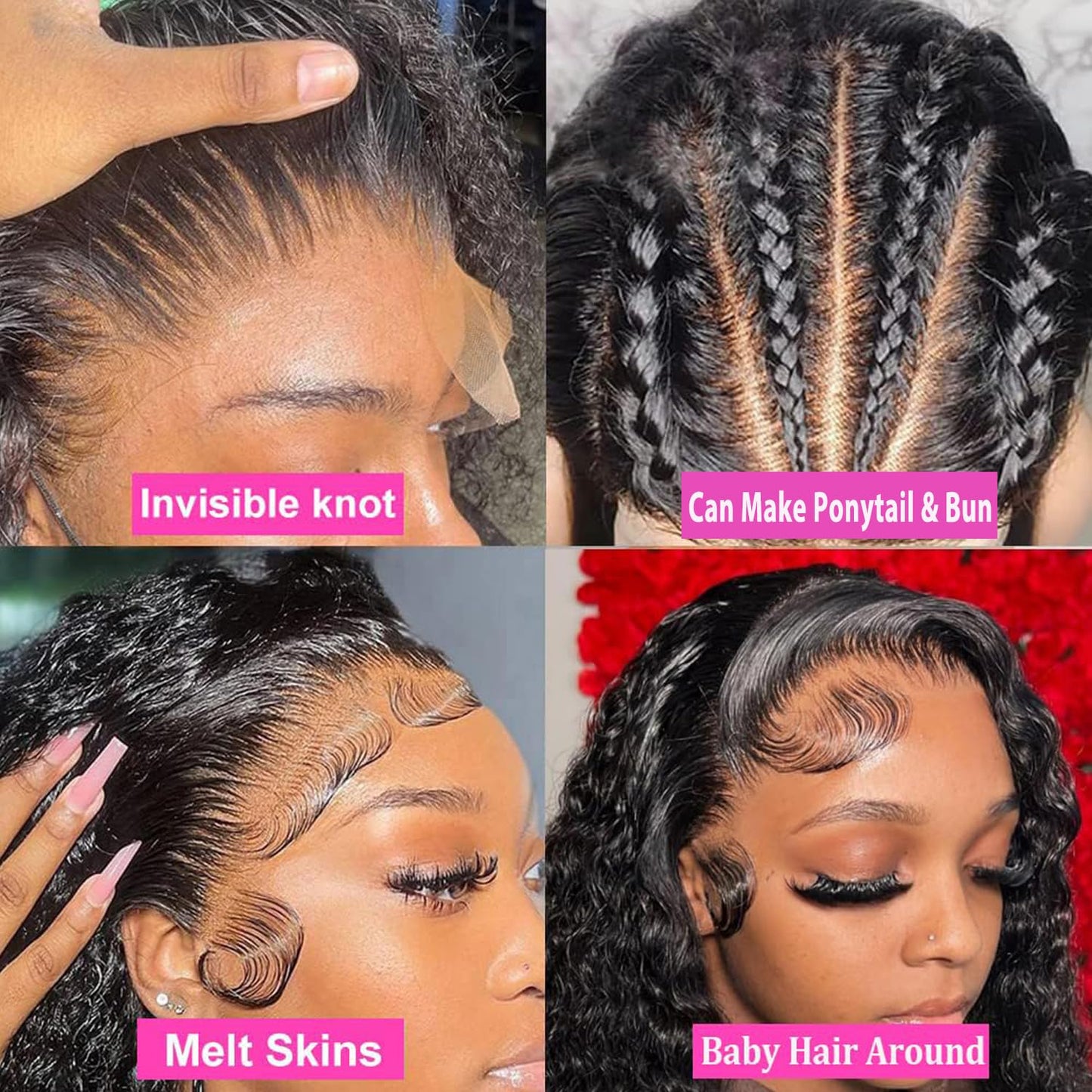 13x4 Lace Front Wigs Human Hair Pre Plucked Deep Wave Lace Front Wigs Human Hair Wigs for Black Women with Baby Hair Natural Hairline Deep Culy Lace Human Hair Wigs 22 Inch