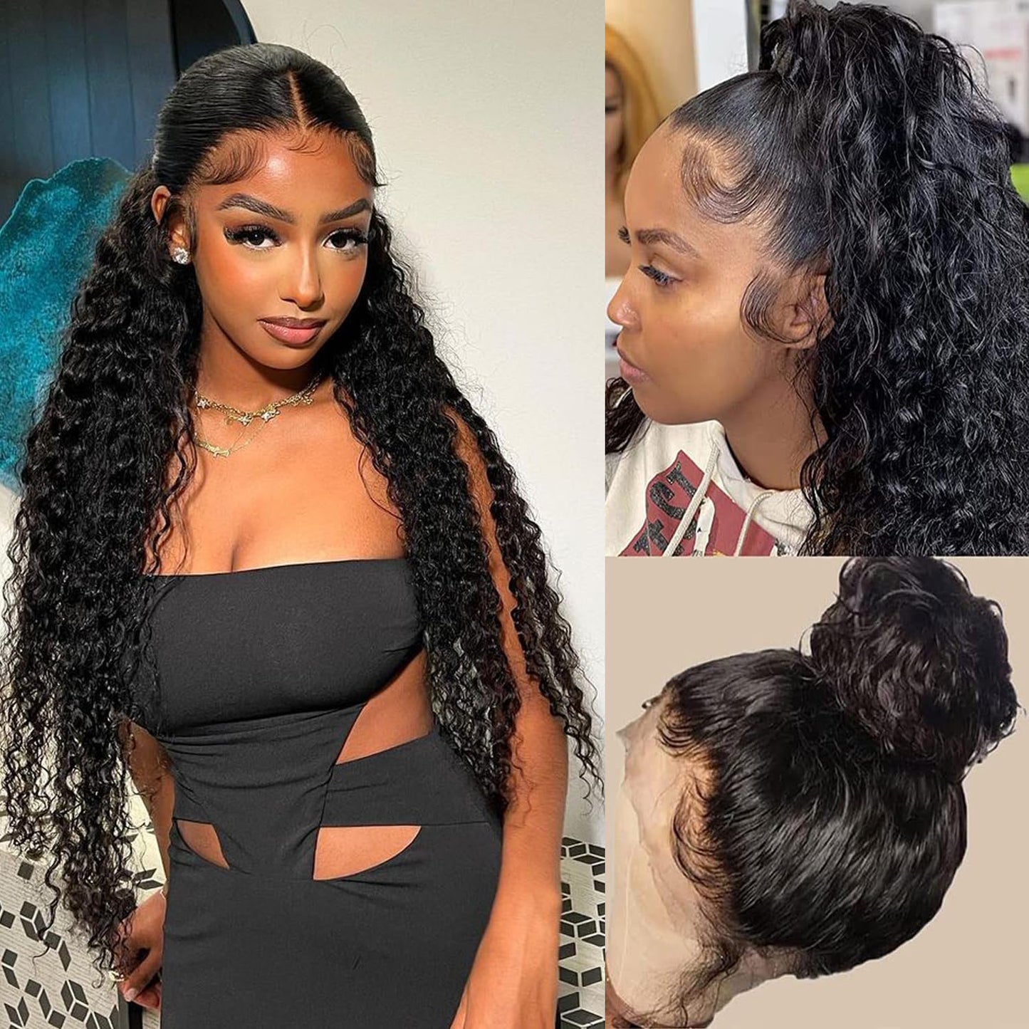 13x4 Lace Front Wigs Human Hair Pre Plucked Deep Wave Lace Front Wigs Human Hair Wigs for Black Women with Baby Hair Natural Hairline Deep Culy Lace Human Hair Wigs 22 Inch